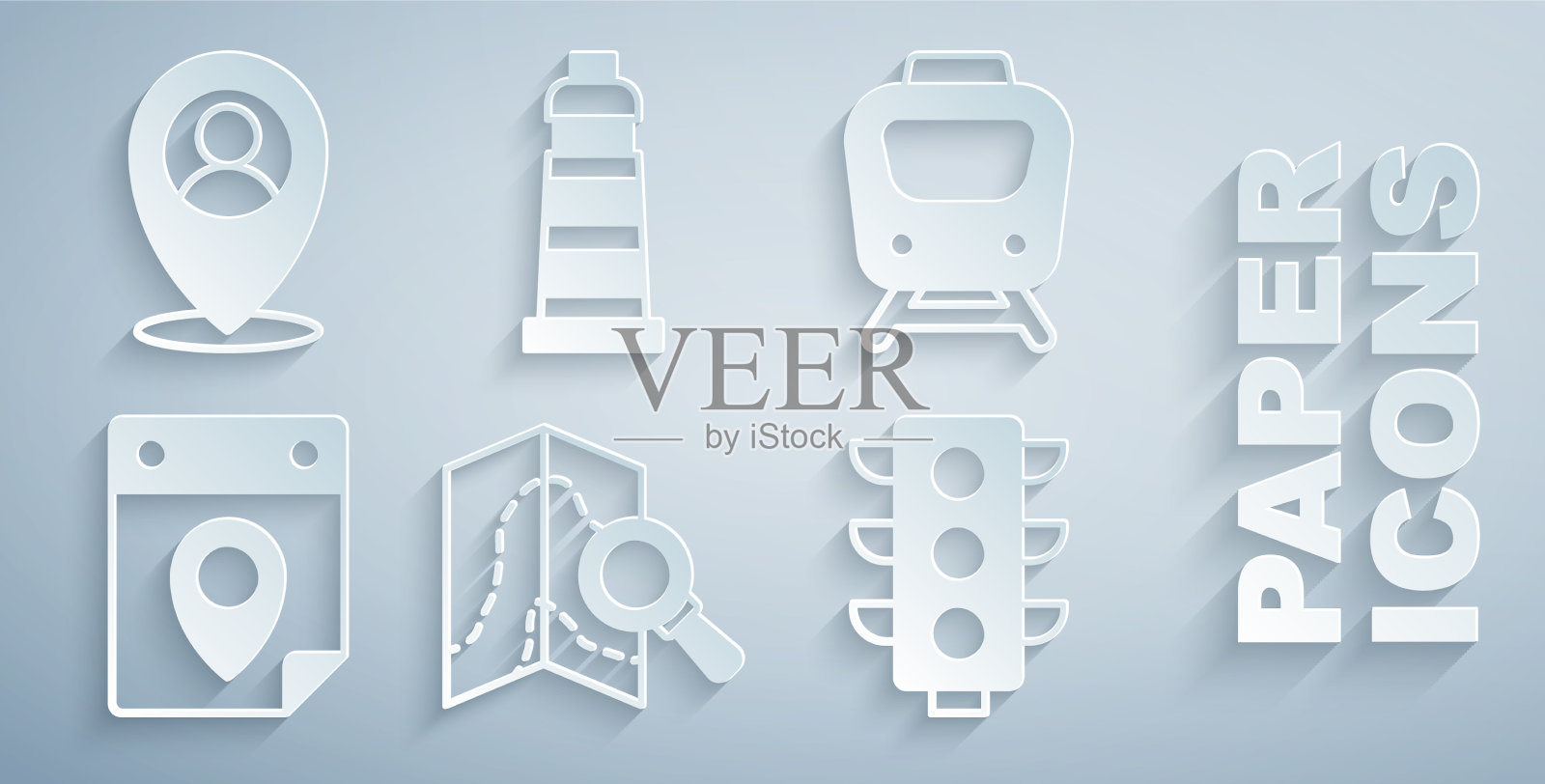 设定搜索位置列车旅行计划图标素材