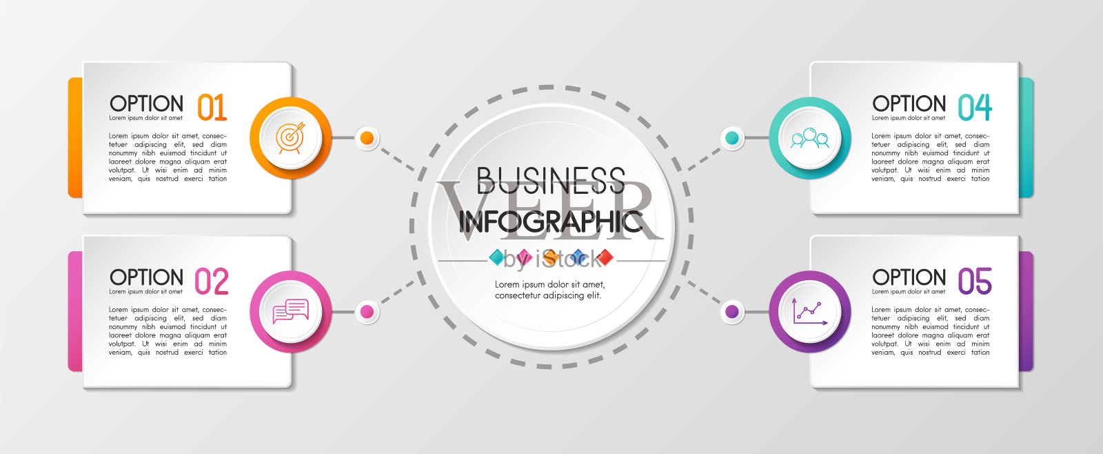 商务圈信息图4步。向量插画图片素材