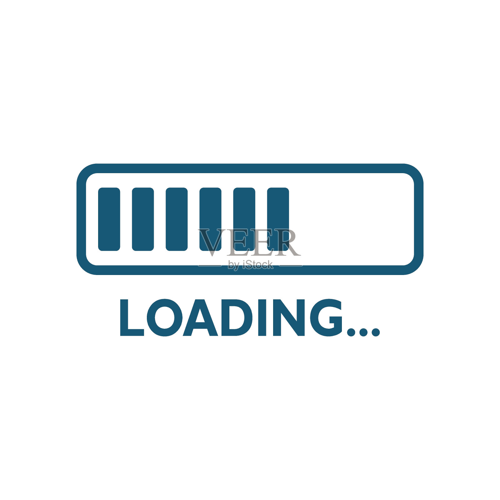 加载栏图标在平面风格。孤立背景上的进度指示器矢量插图。下载按钮标牌经营理念。图标素材