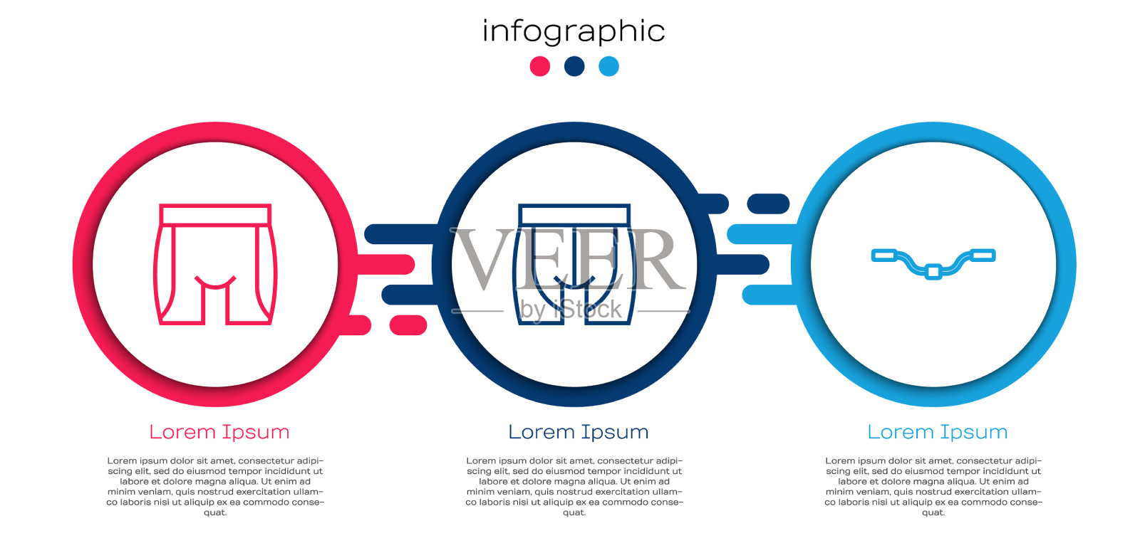 设置直线自行车短裤和自行车车把插画图片素材