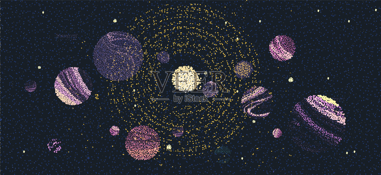 宇宙的插图。墨水空间背景与星星插画图片素材