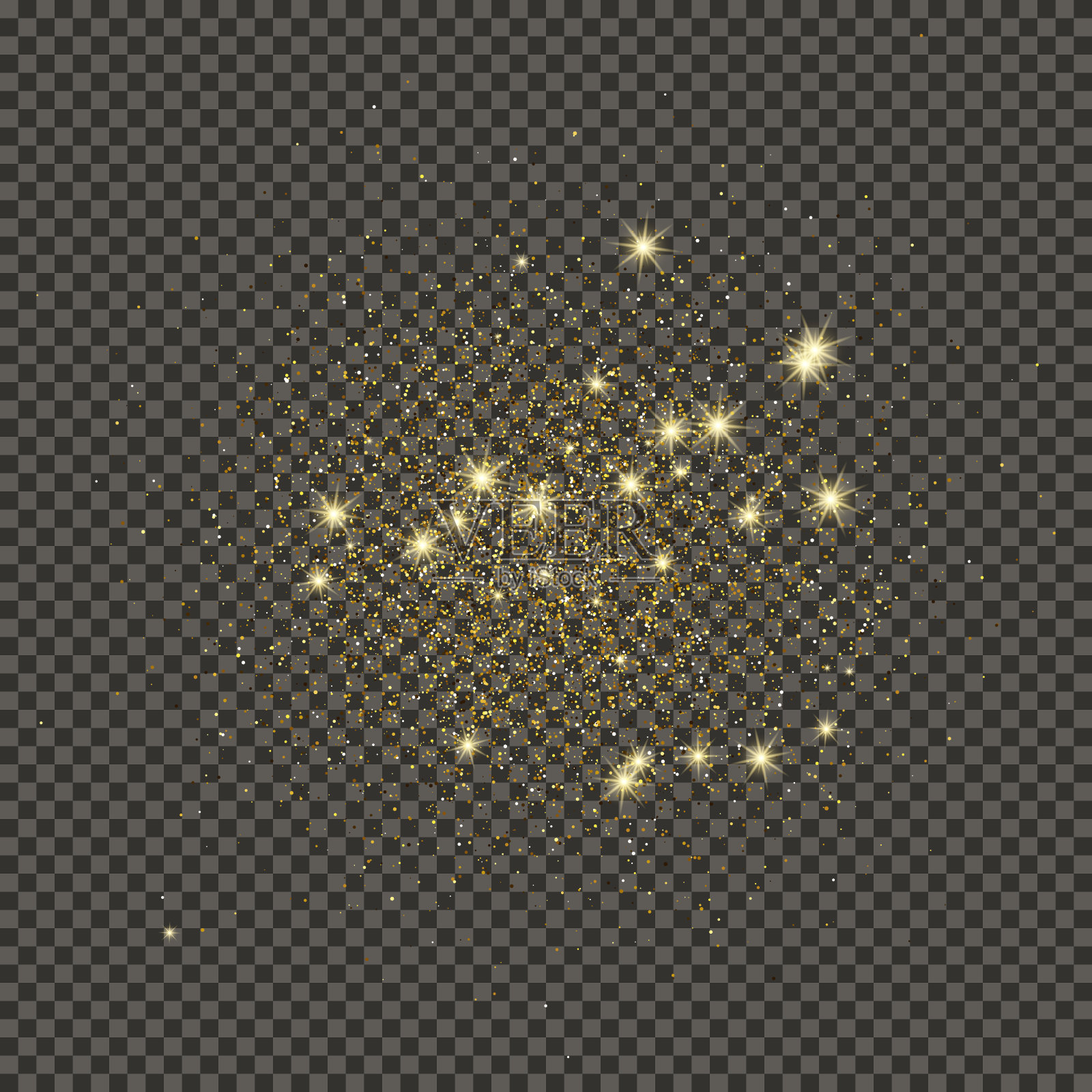 金色闪闪的灰尘在透明的背景插画图片素材