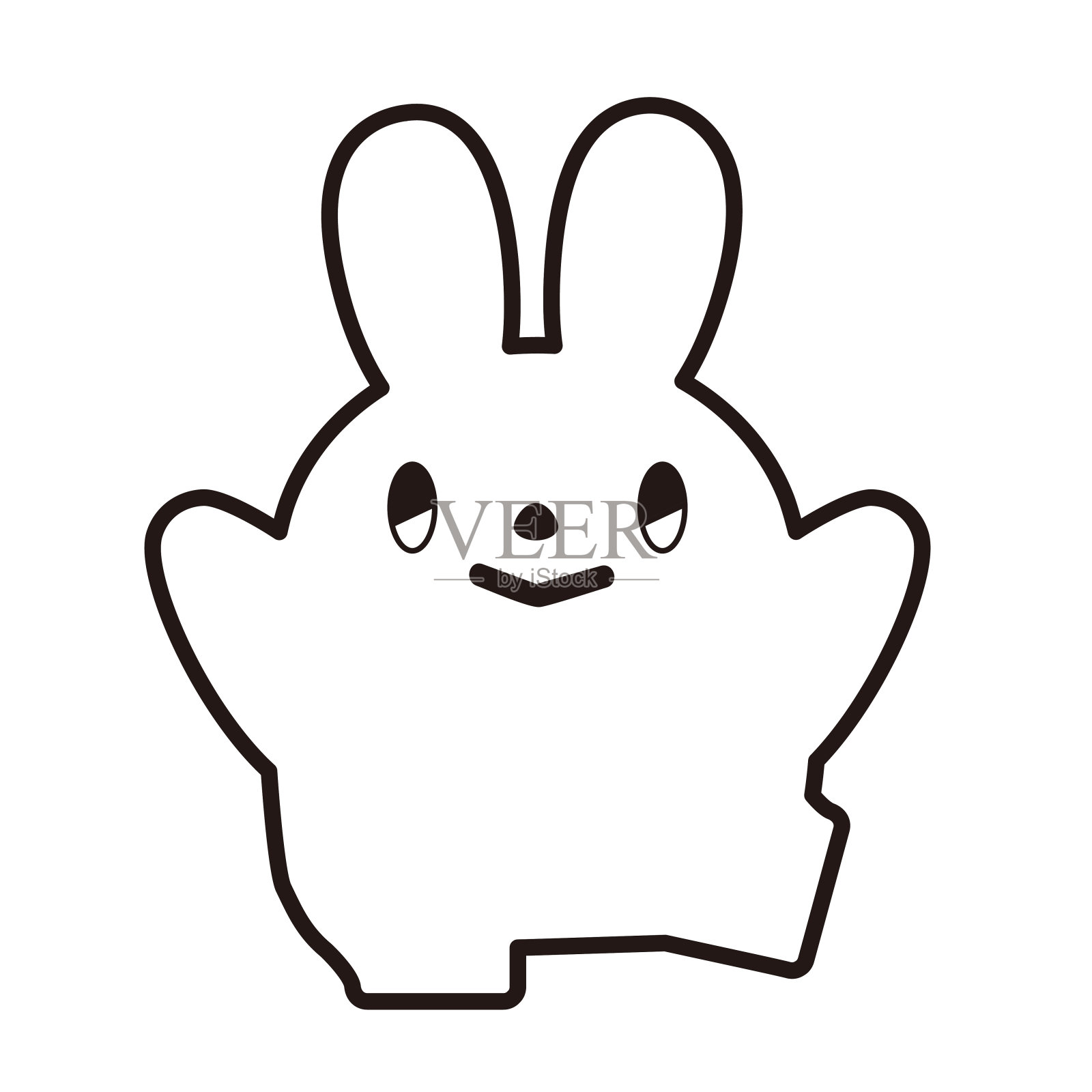 rabbit_legs_raised_line drawing剪贴艺术设计元素图片