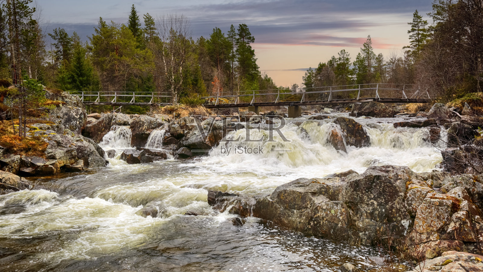 挪威Inna河的春季洪水照片摄影图片