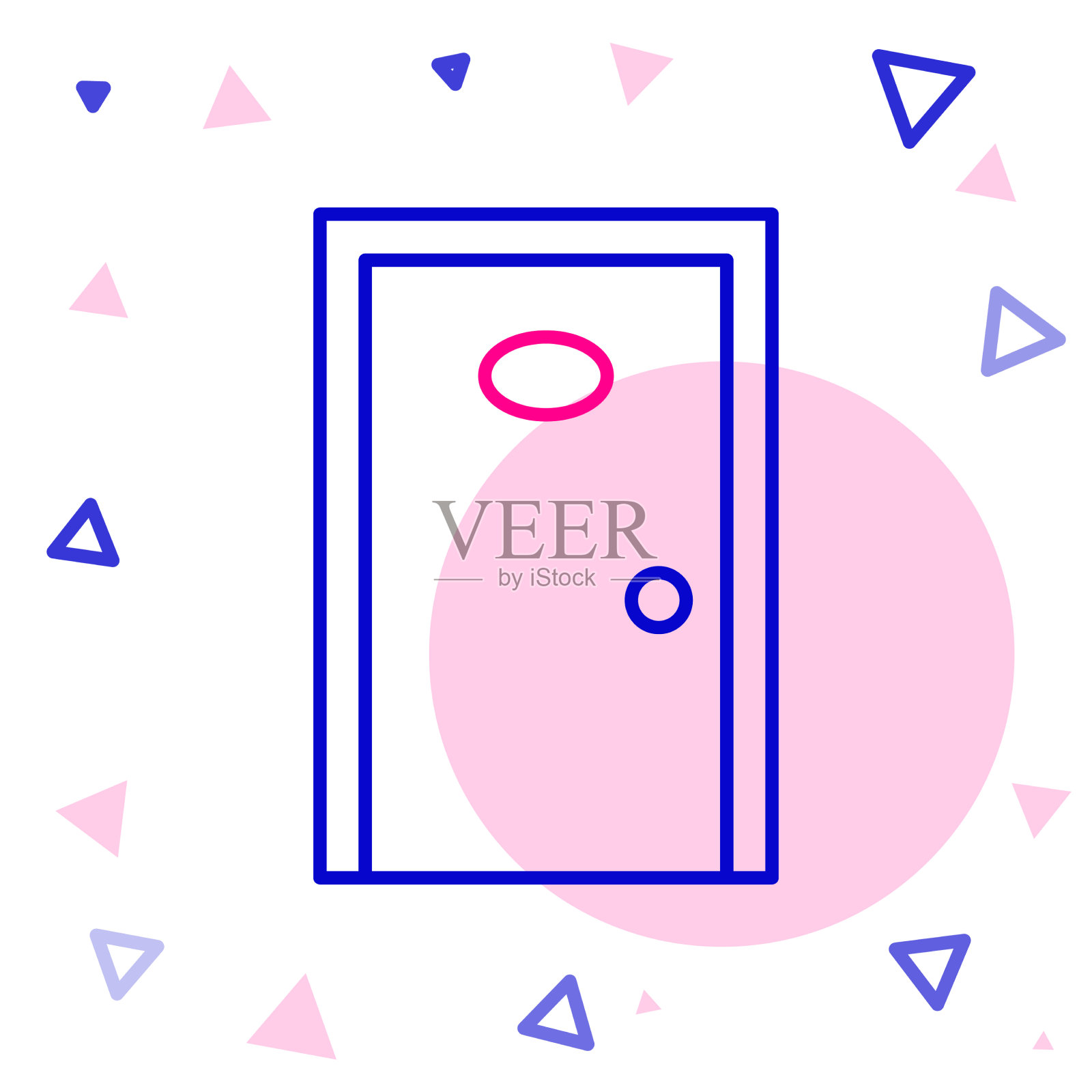 线酒店走廊与封闭编号门图标插画图片素材