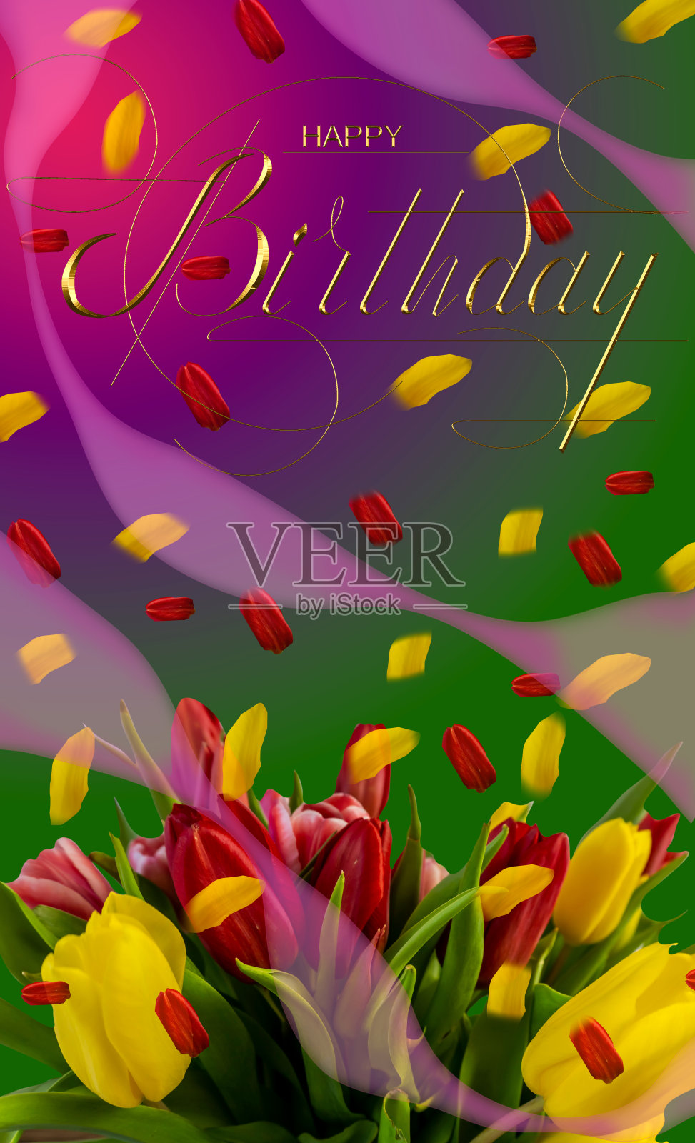 明信片，互联网横幅与生日问候，题词-生日快乐，3d插图照片摄影图片