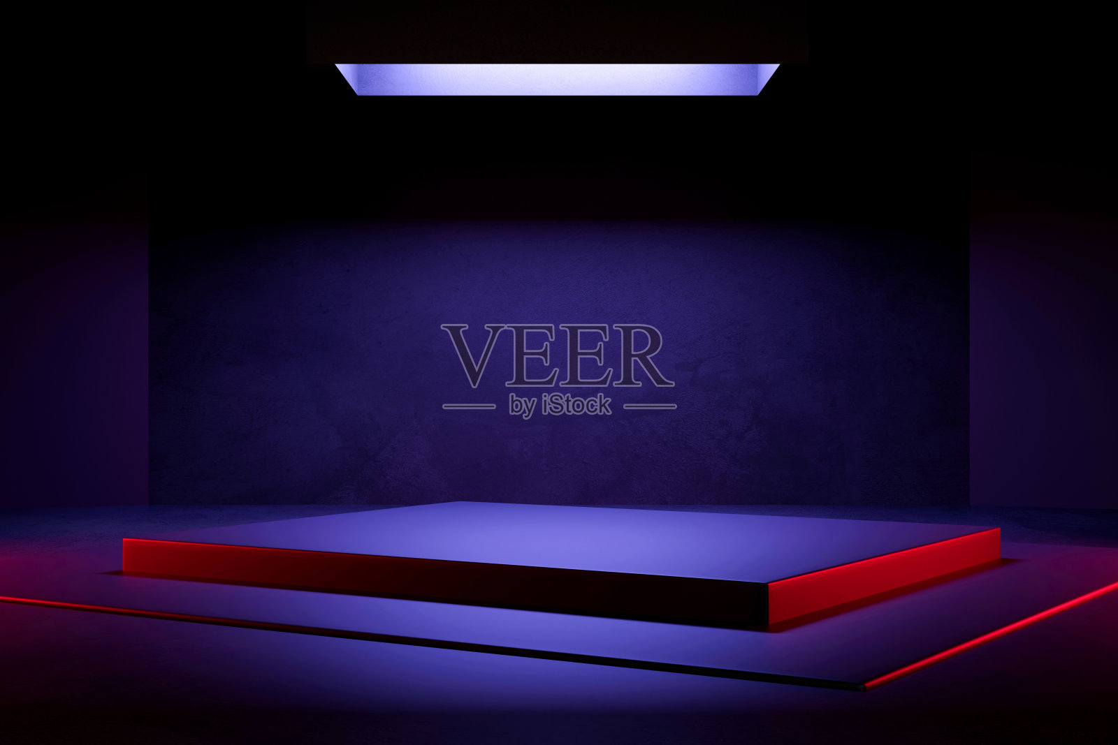 空旷抽象的工业混凝土内部。混凝土地板和黑暗的房间。三维演示照片摄影图片