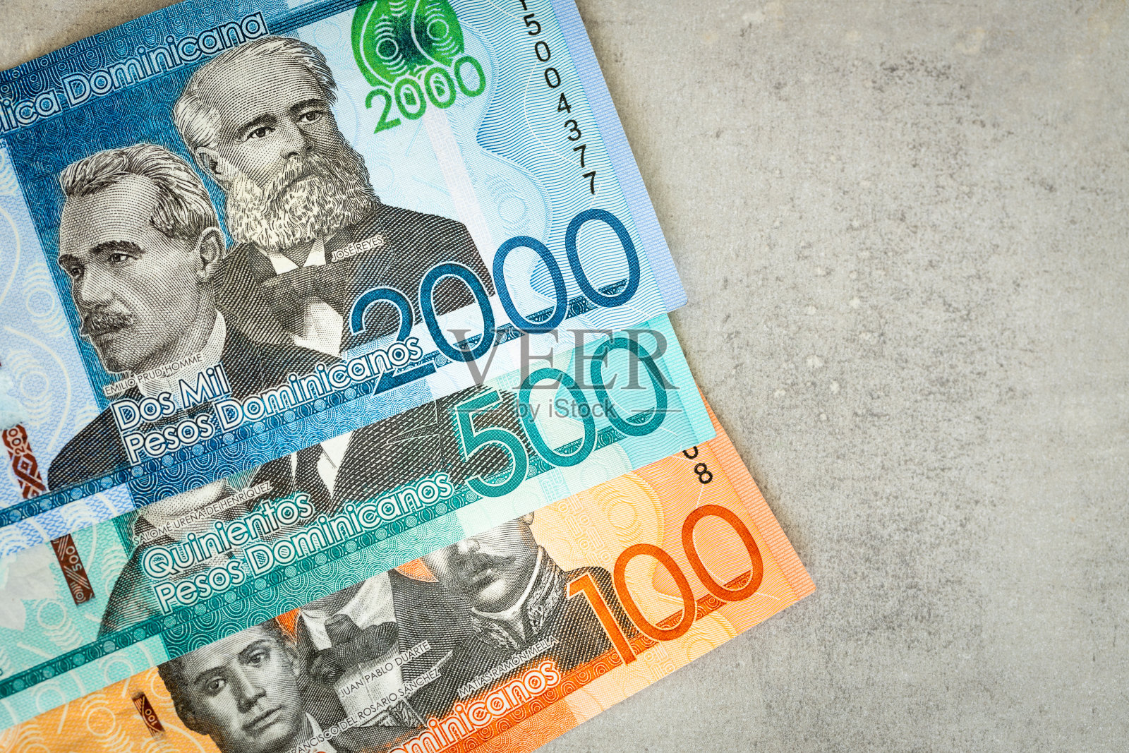 多米尼加货币，比索钞票，靠近，复印空间照片摄影图片