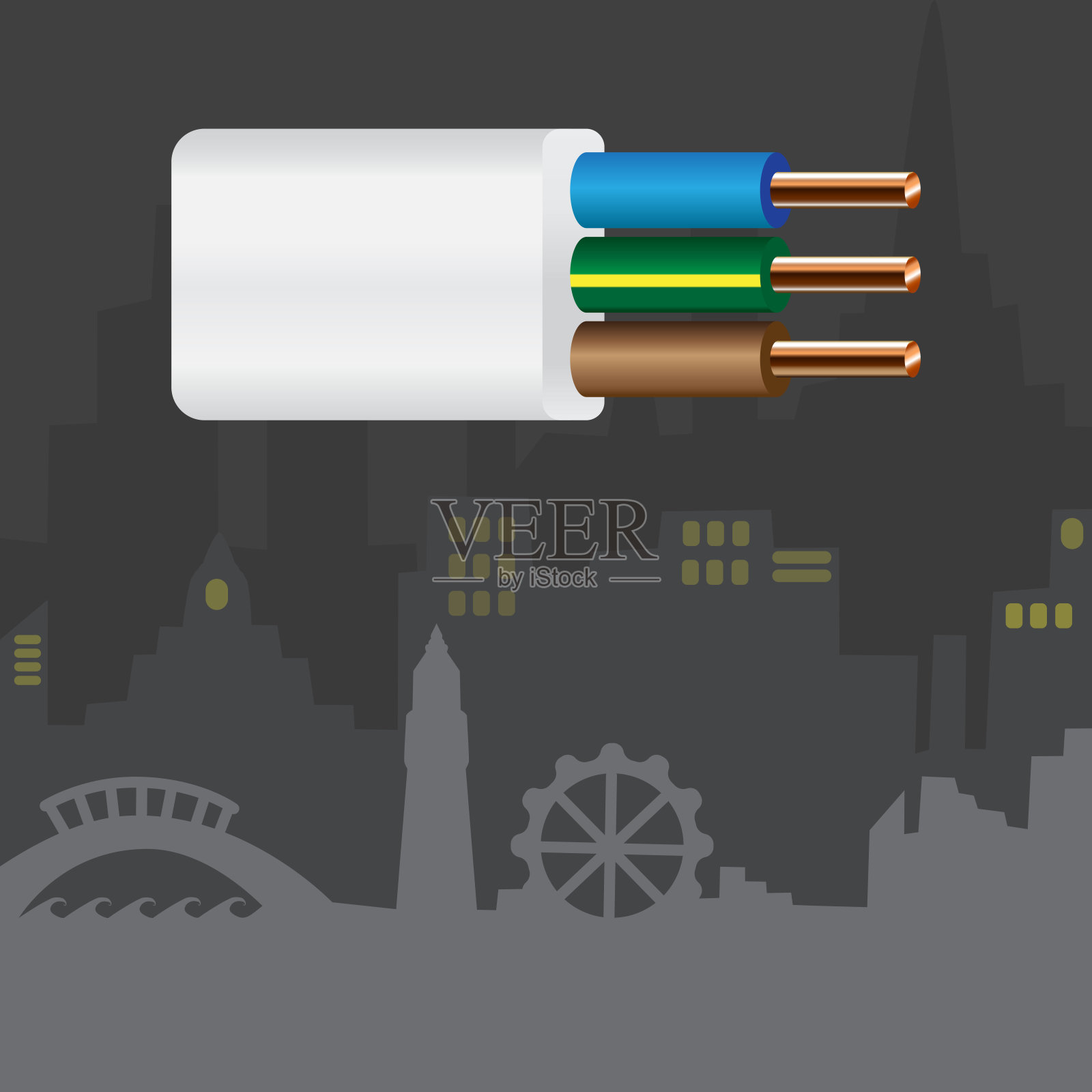 电工铜线。插画图片素材