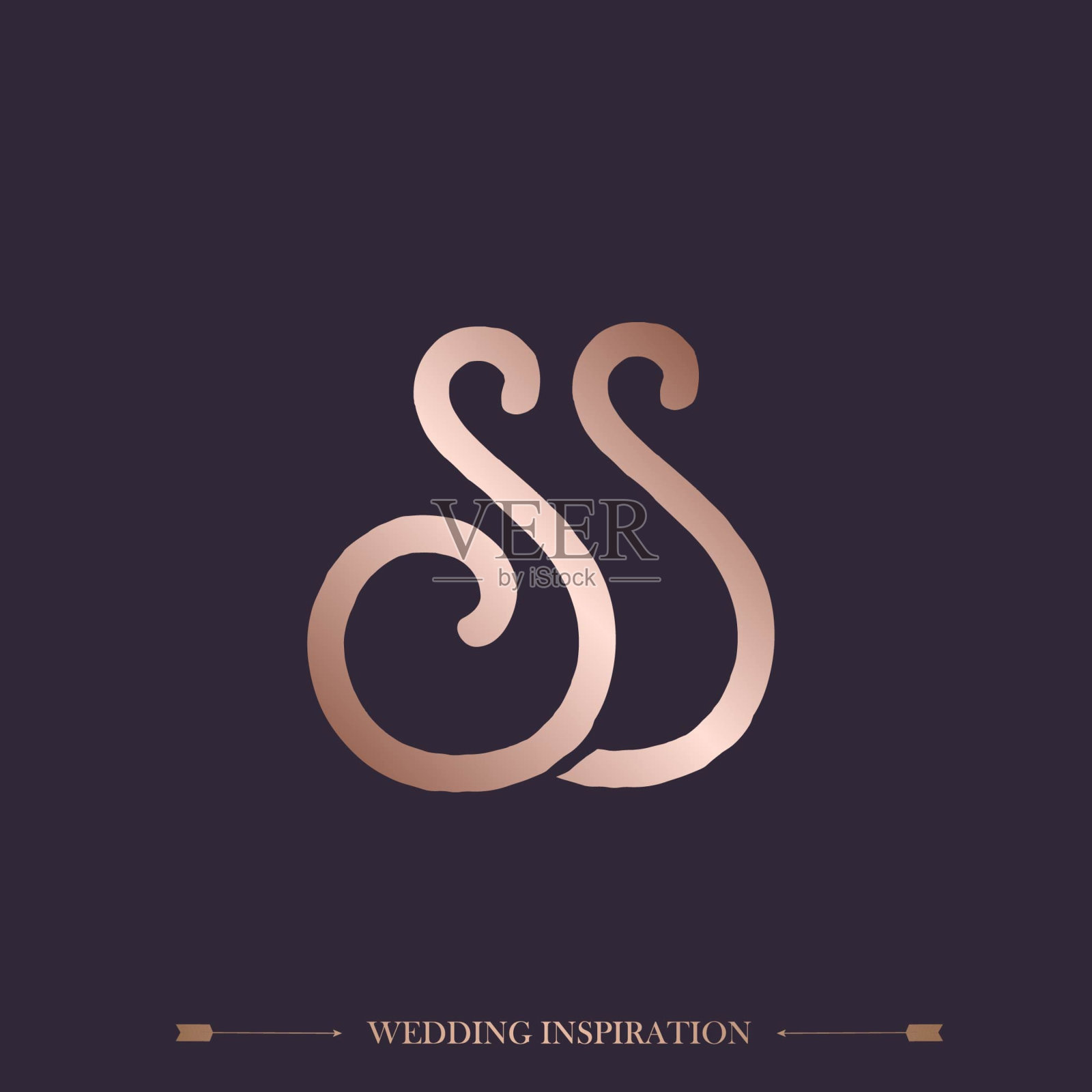 党卫军字母标志。大写装饰旋涡字母的签名图标。奢华风格的字母首字母。插画图片素材