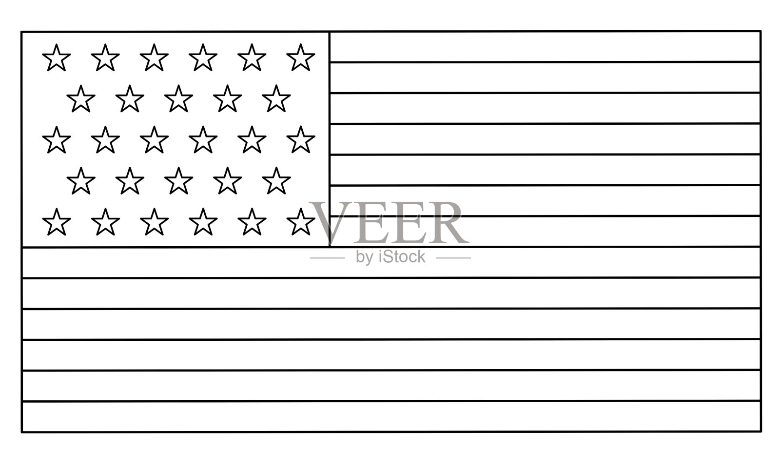 白色背景上孤立的美国国旗轮廓插画图片素材