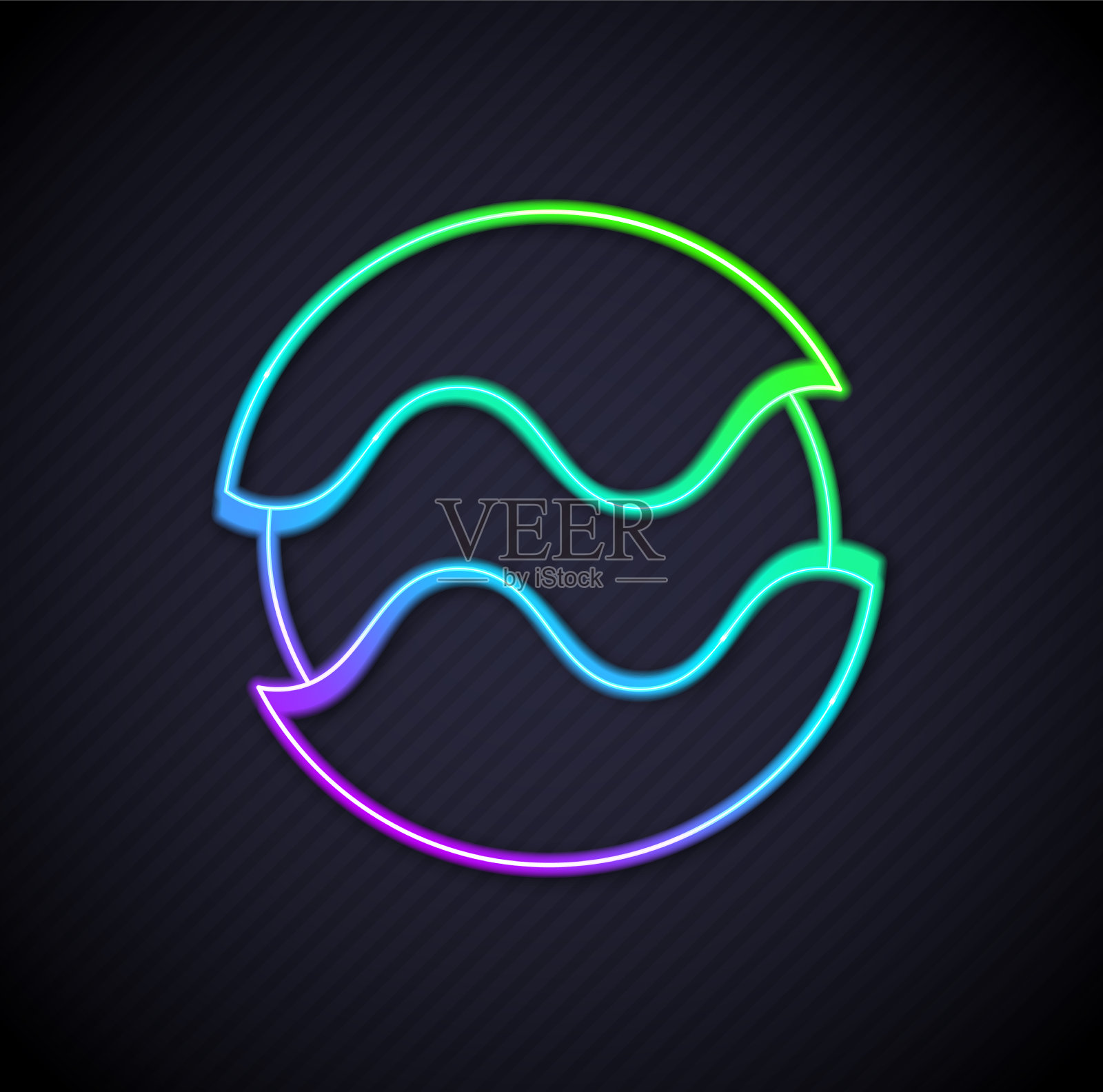 发光的霓虹灯线星球图标隔离在黑色上插画图片素材