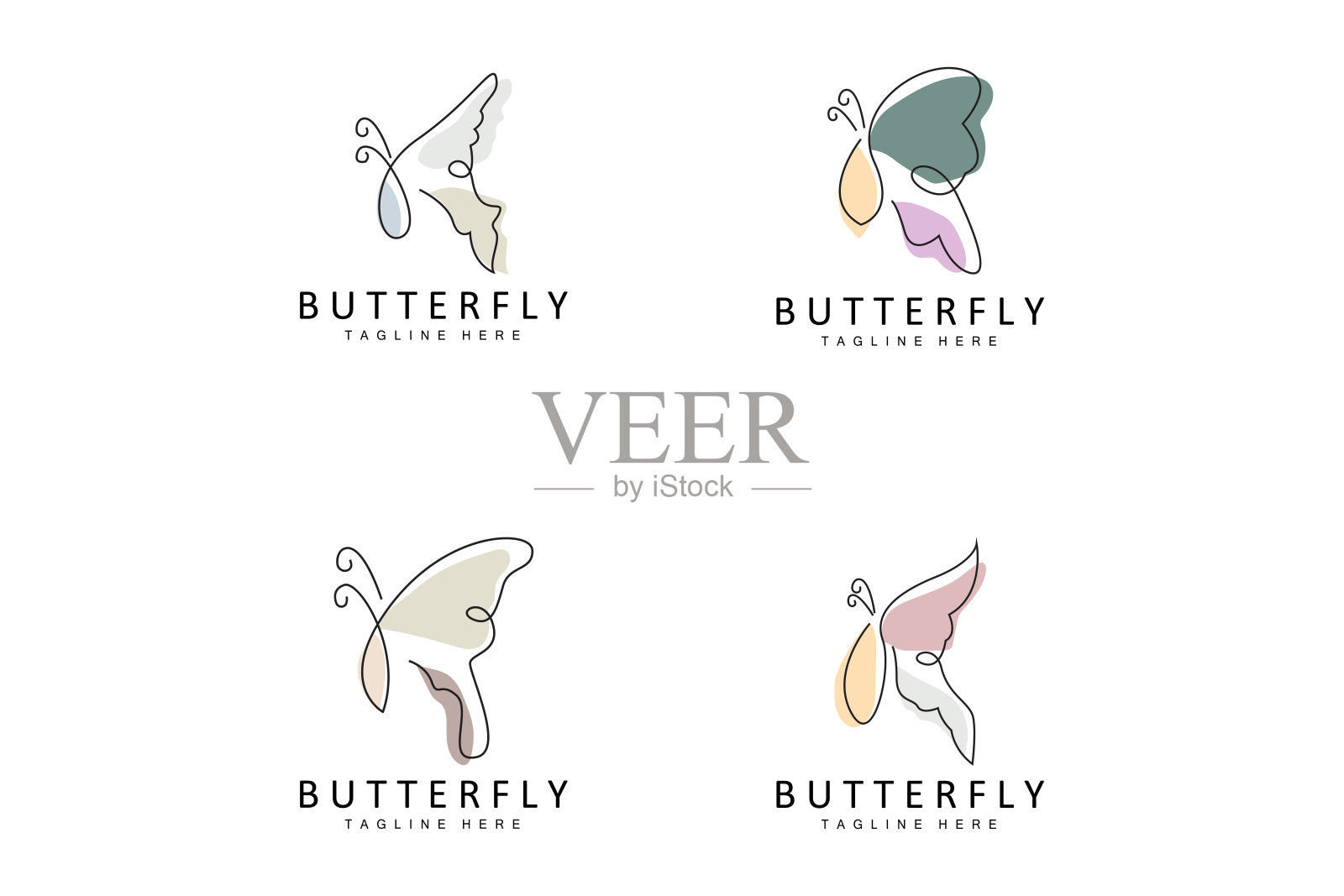 蝴蝶标志，动物设计与美丽的翅膀，装饰动物，产品品牌设计元素图片