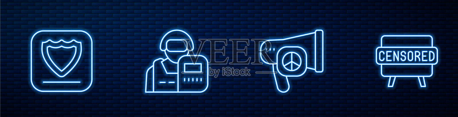 集行平安盾警和插画图片素材