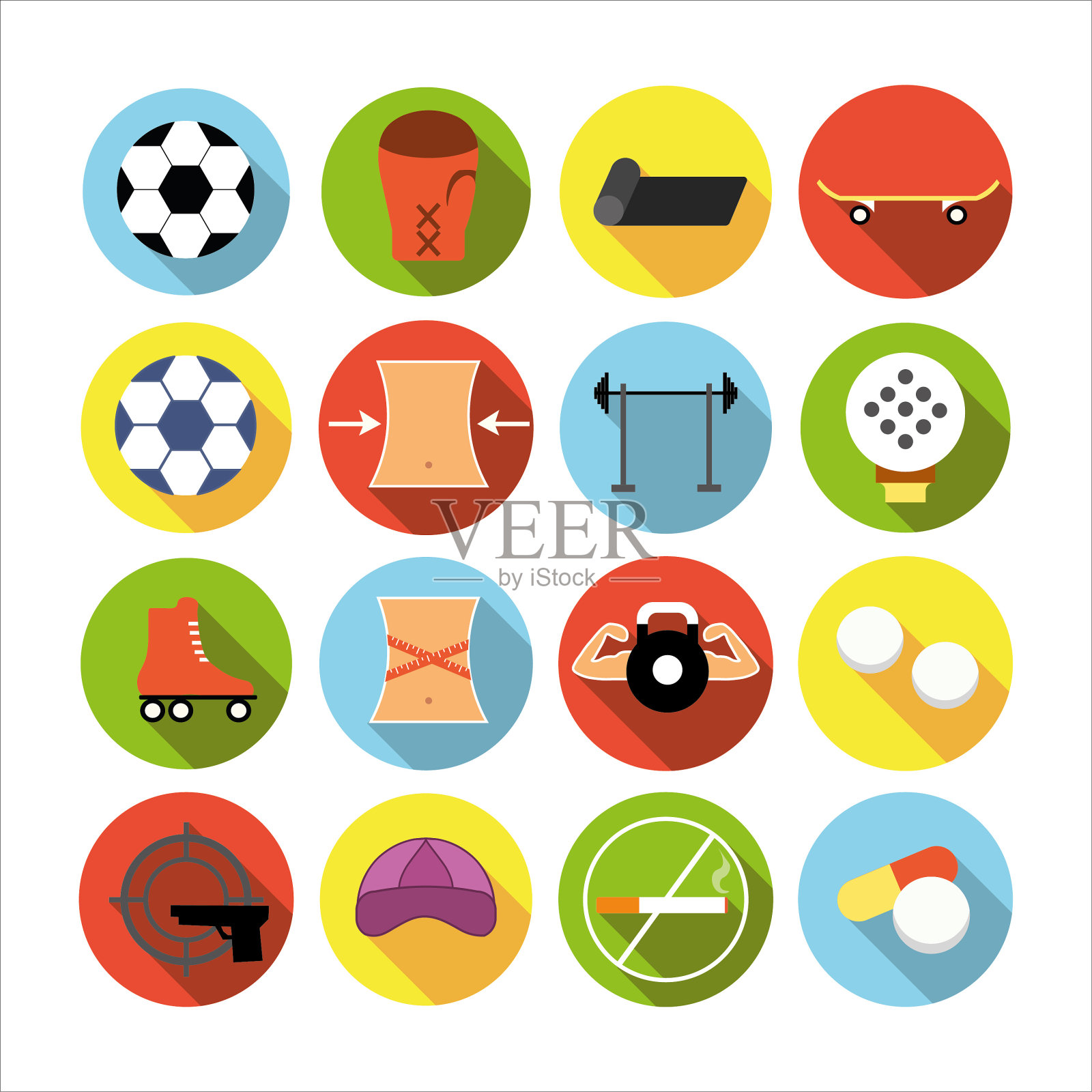 一套扁平的运动图标图标素材