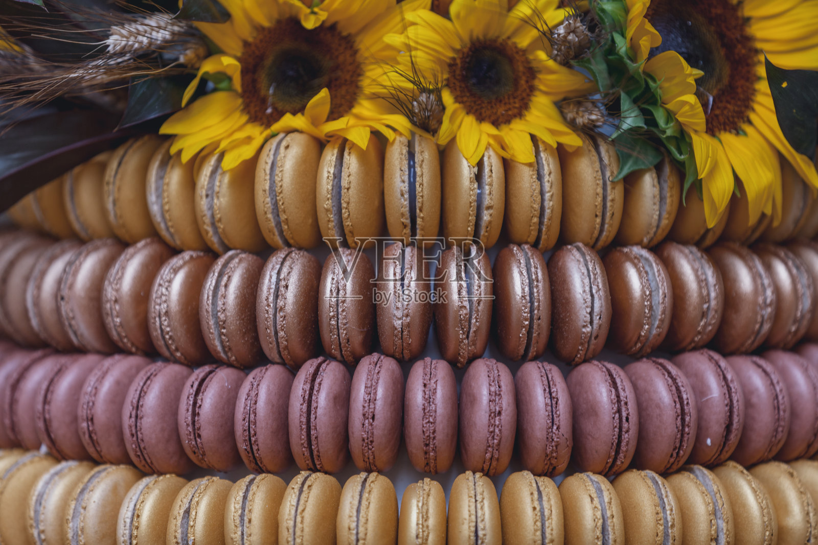 华丽的法国马卡龙树照片摄影图片