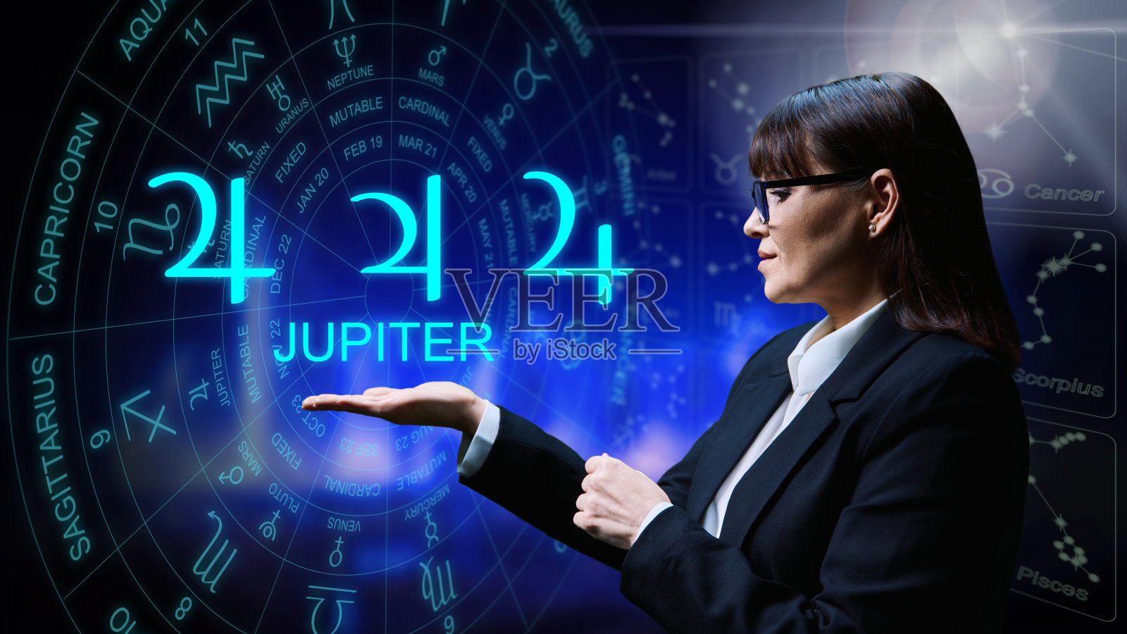 占星预测，意思是，木星的影响照片摄影图片