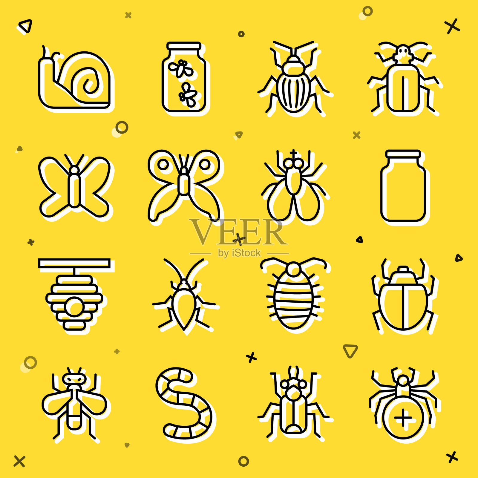 套行蜘蛛螨玻璃罐金龟子图标素材