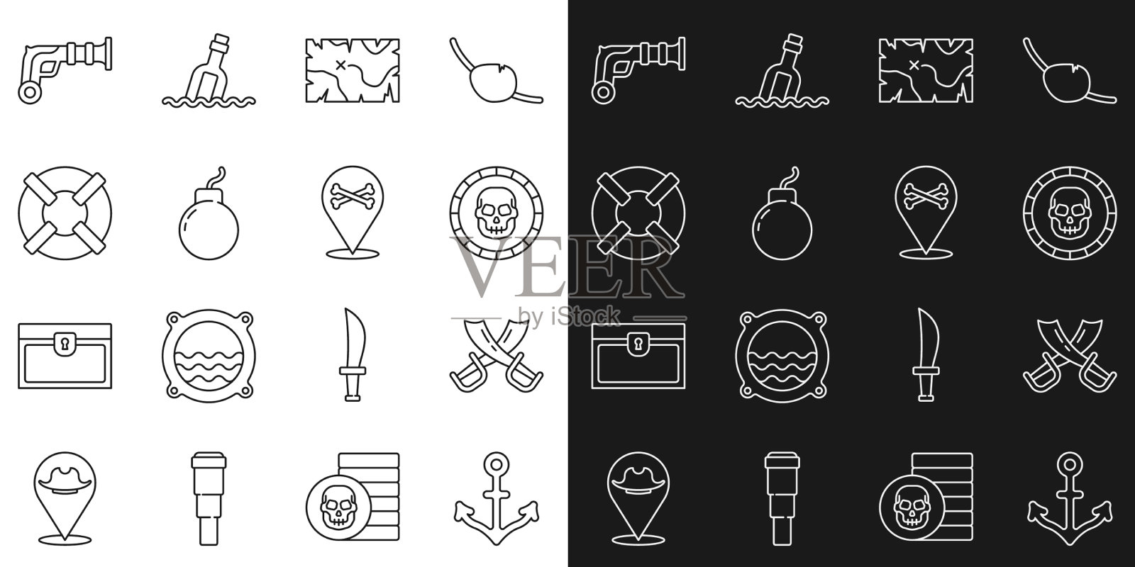 设置线锚交叉海盗剑海盗图标素材