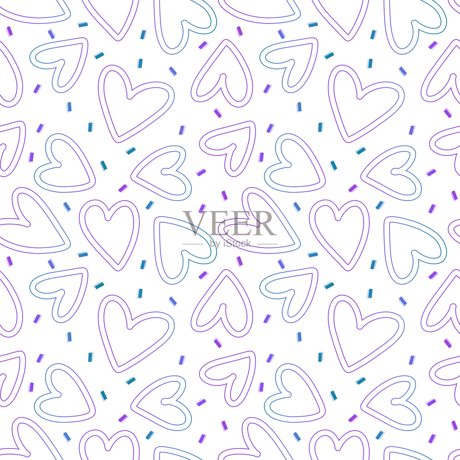 情人节水彩心形无缝图案包装纸和织物插画图片素材