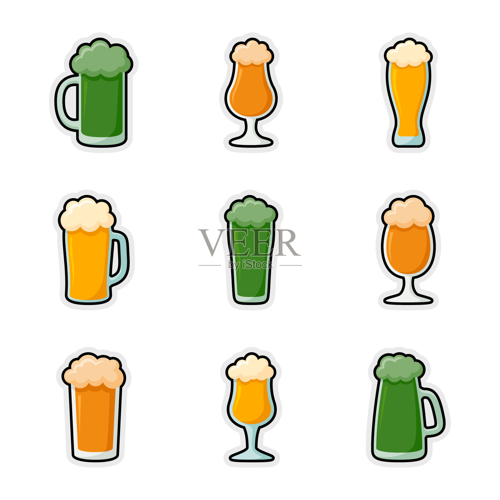 收集啤酒贴纸贴纸插画图片素材