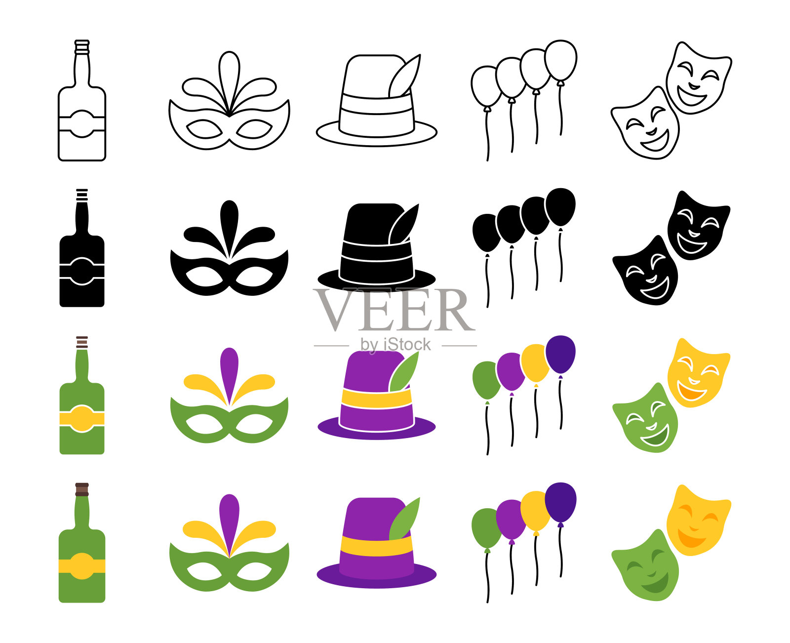 狂欢节的设计元素集合插画图片素材