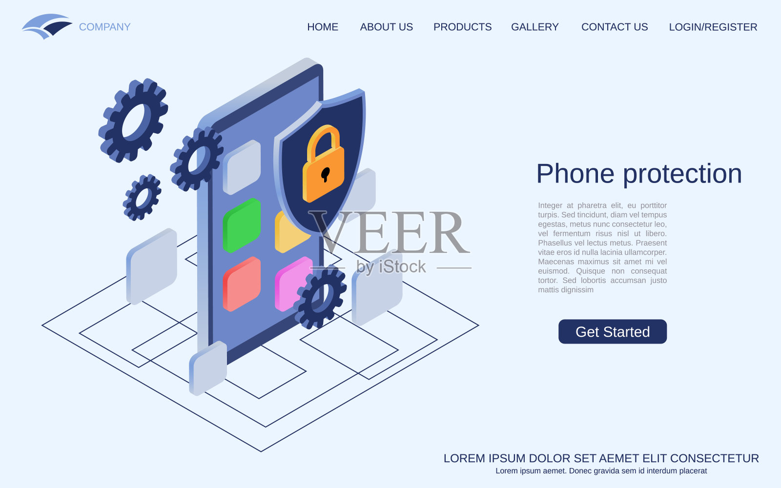 手机保护矢量概念插画图片素材