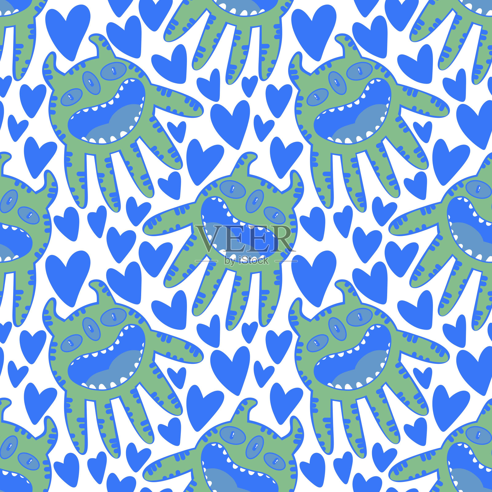 儿童无缝怪物图案的织物和纺织品插画图片素材