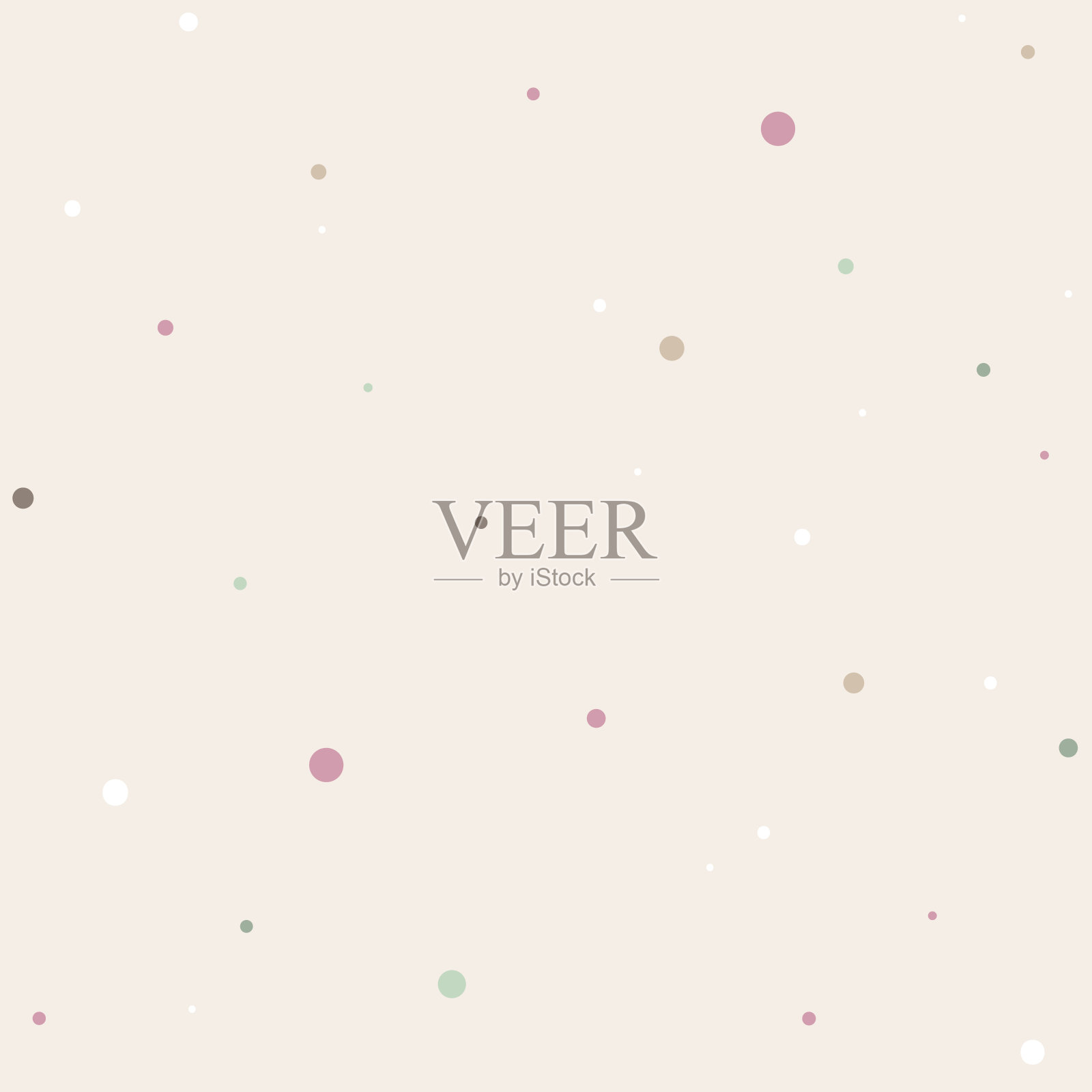 矢量无缝模式与颜色点。可爱的婴儿背景。粉色，黄色，绿色，灰色，米色元素在白色背景。插画图片素材