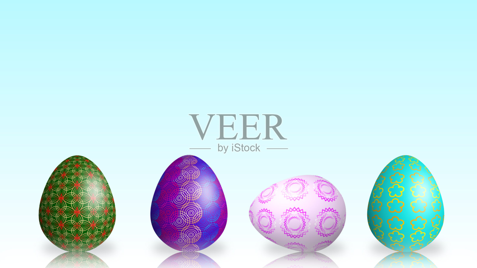 地板上装饰有复活节彩蛋和复活节问候空间插画图片素材