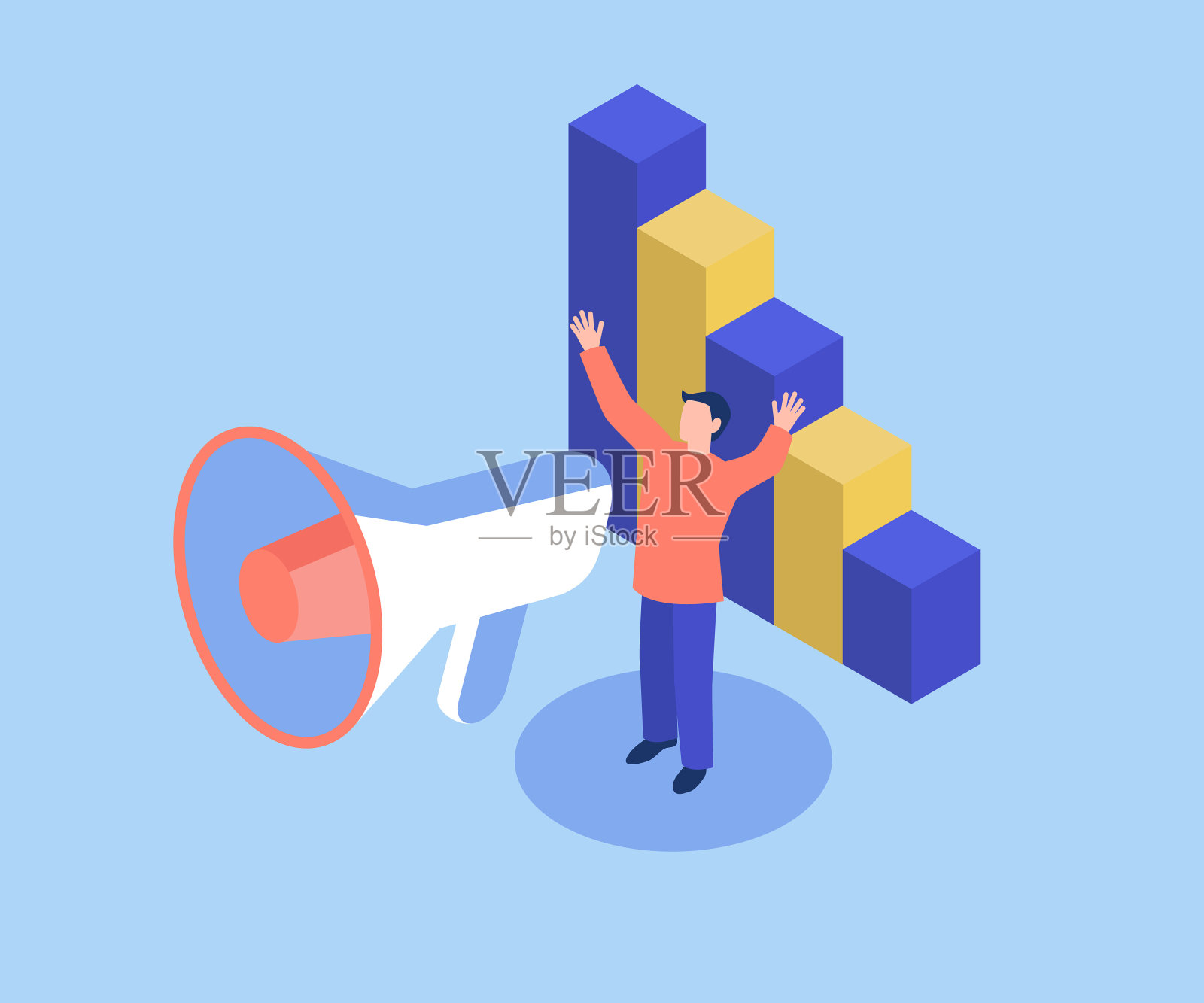 商人拿着扩音器插画图片素材