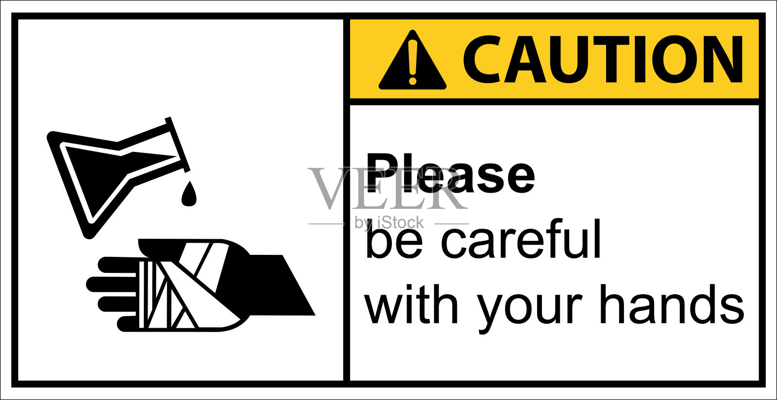 化学品警告小心化学品接触你的手。插画图片素材