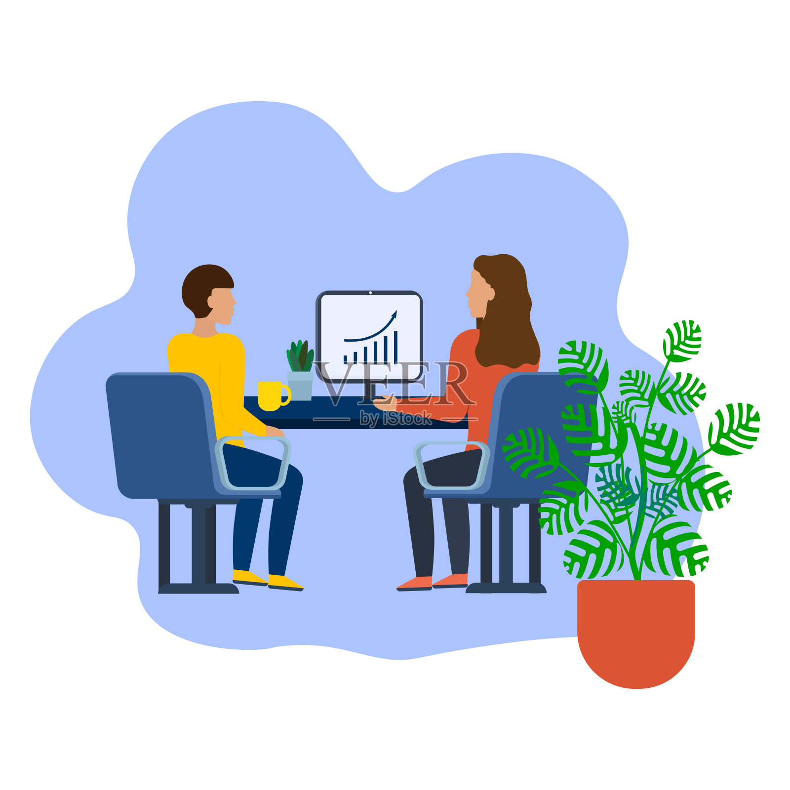 团队在办公室工作，计划。矢量插图。插画图片素材