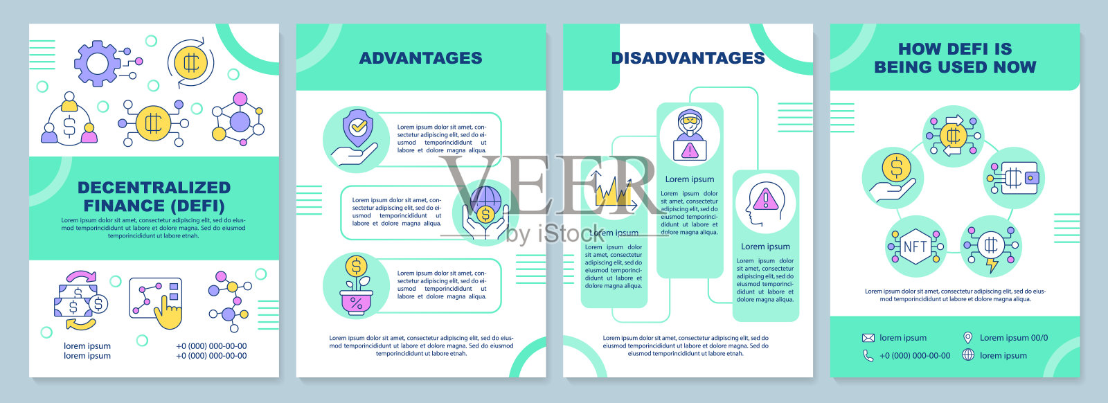 分散金融绿色宣传册模板插画图片素材