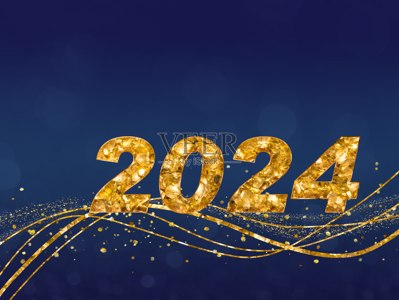 2024年新年快乐金光闪闪一波照片摄影图片