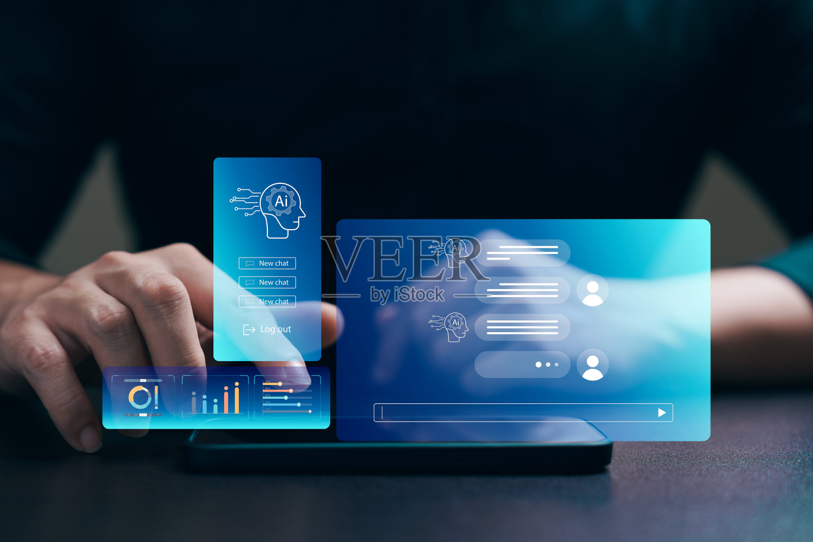 人类与人工智能一起工作，人类使用智能AI技术进入命令提示符进行生成解决问题，让AI帮助人类完成工作。照片摄影图片