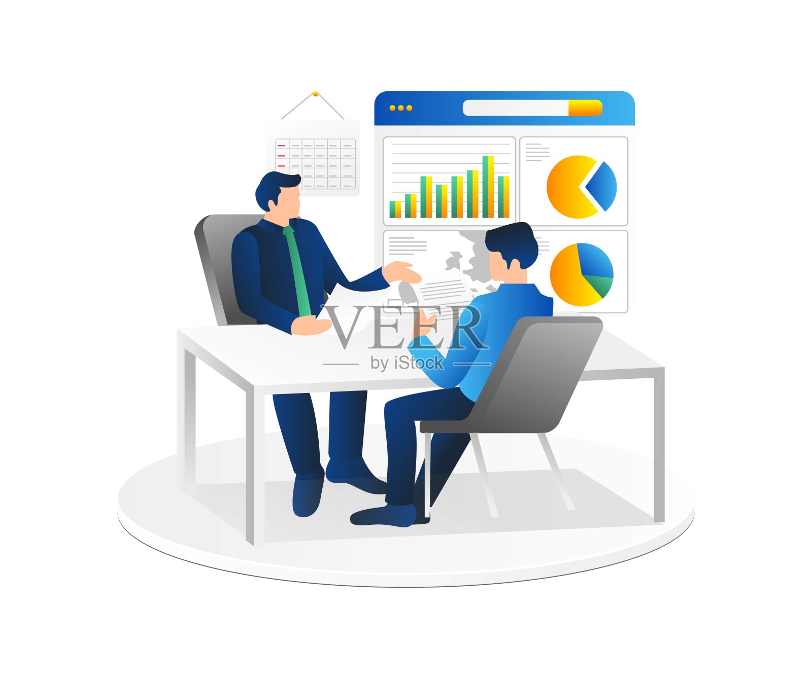 等距平面三维插图概念老板正在订购维修工作业务报告插画图片素材