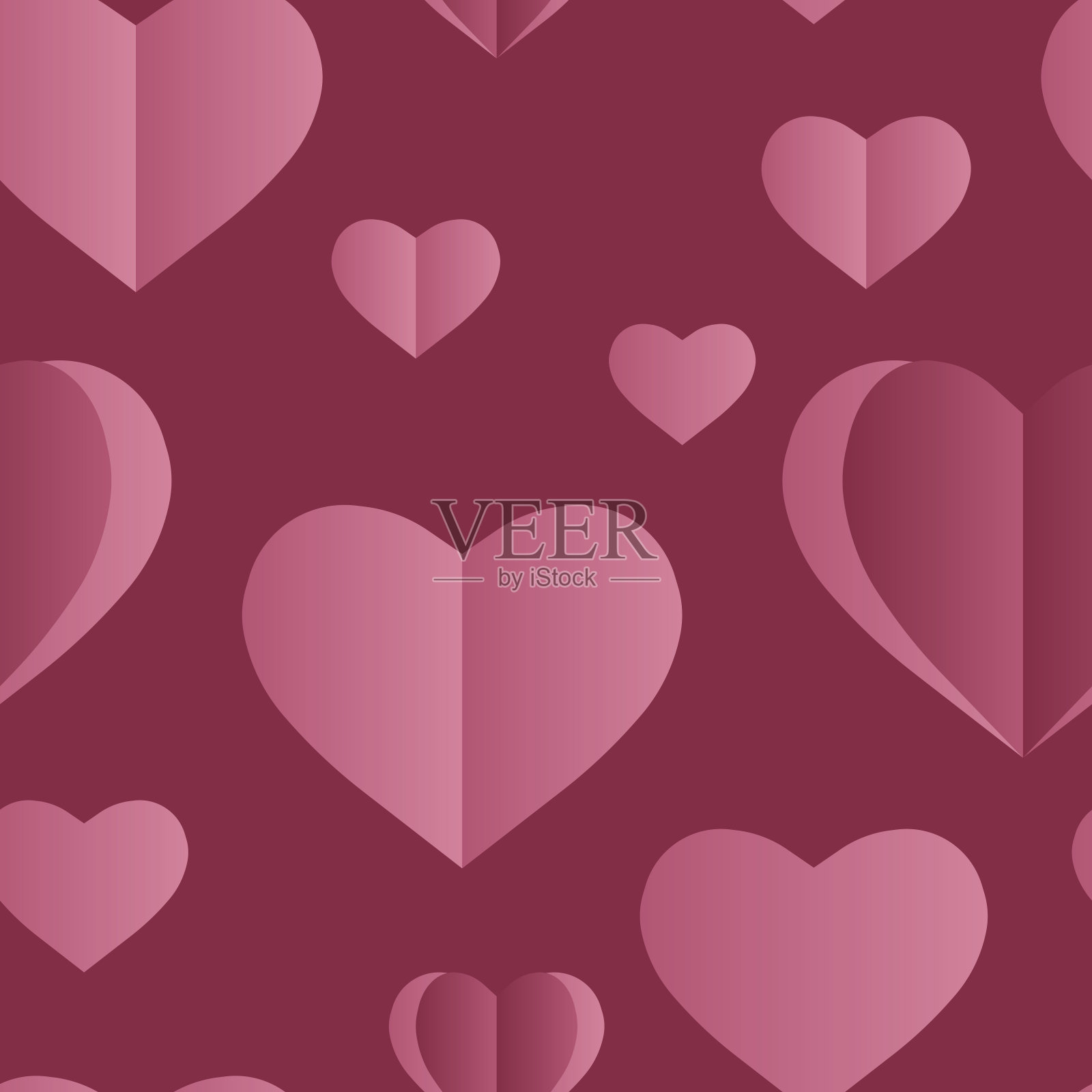 剪纸心形图案插画图片素材