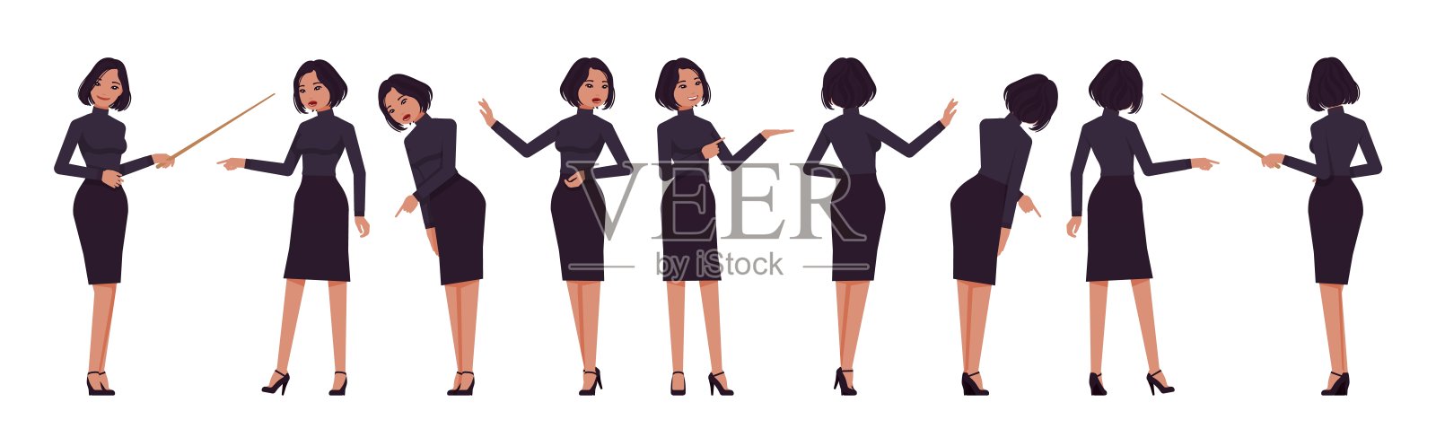 商务女人职业女人集，迷人女人点pose插画图片素材