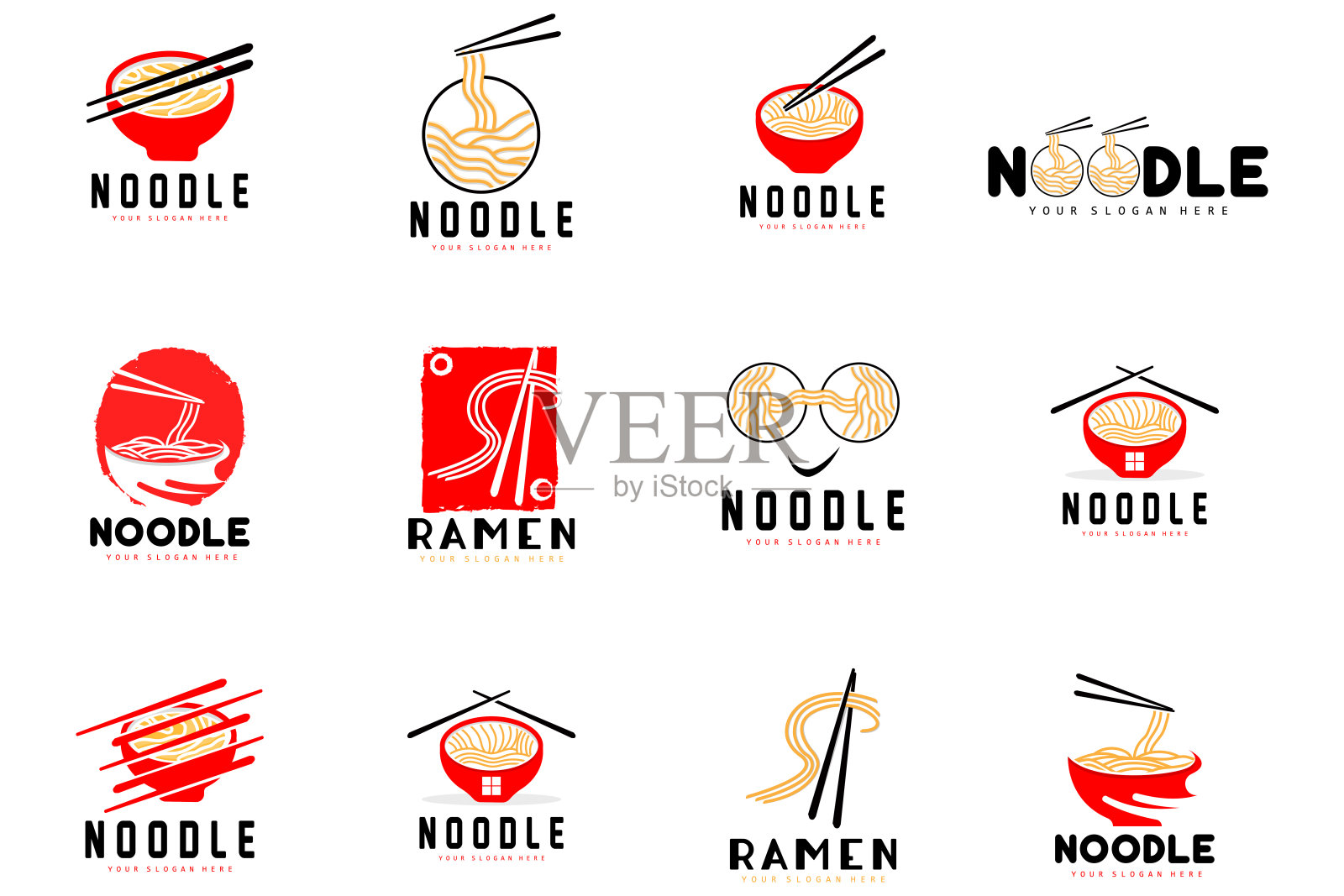 面条标志，拉面矢量，中餐，快餐店品牌设计，产品品牌，咖啡馆，公司标志插画图片素材