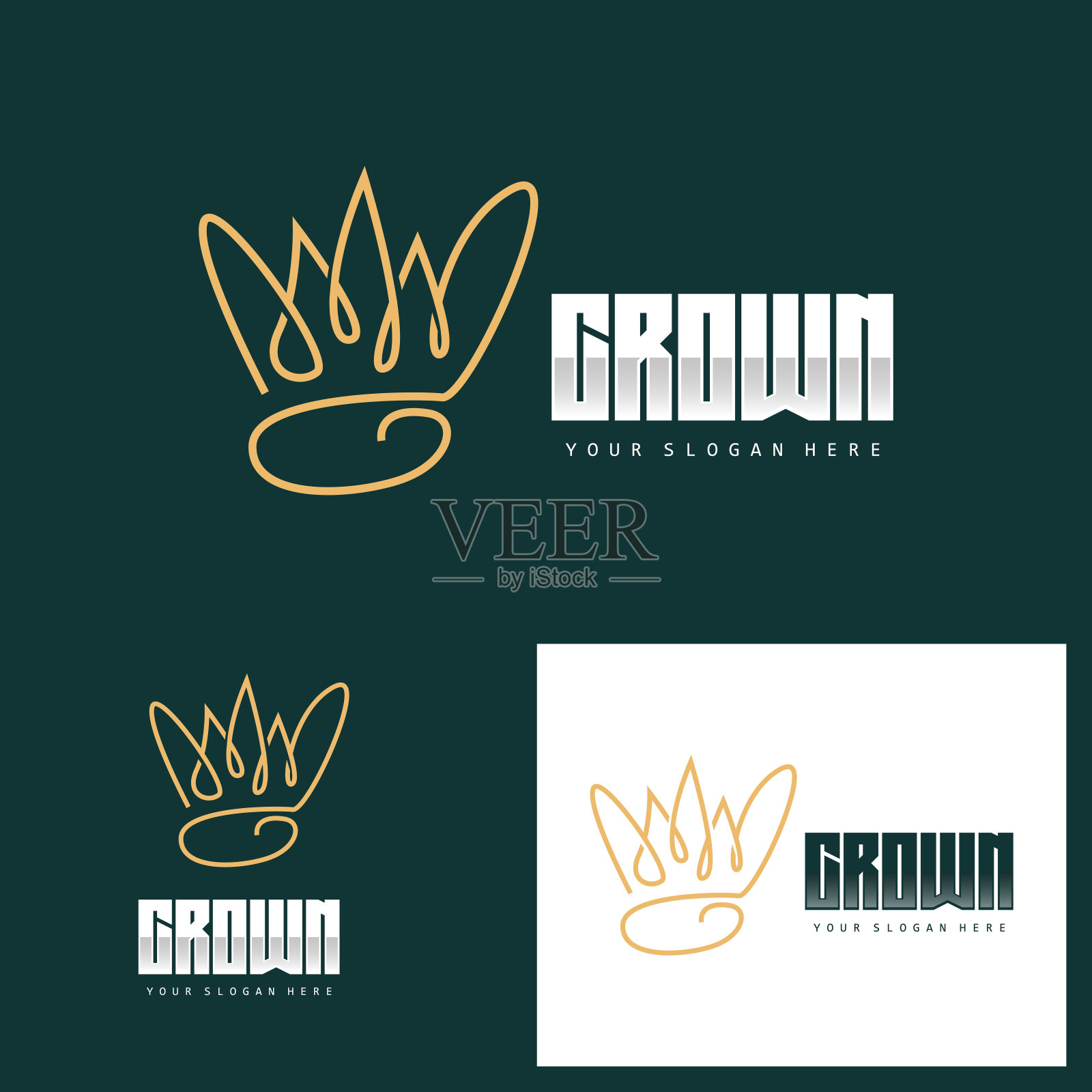 皇冠标志，国王和女王图标设计，矢量优雅，简单，模板插图插画图片素材