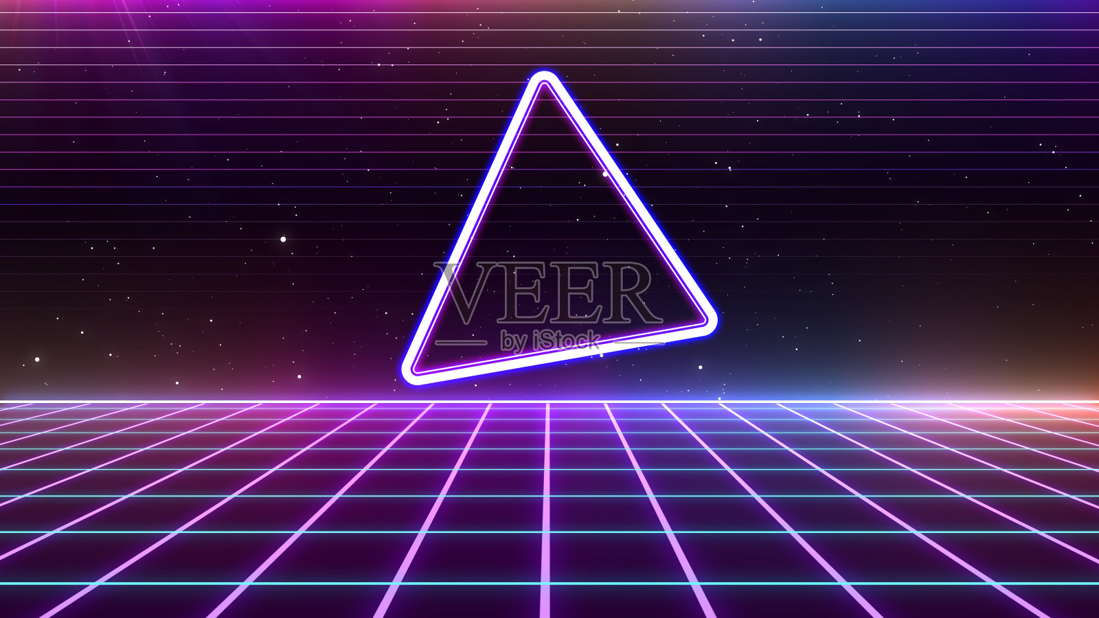 复古风格的80 -90年代激光霓虹灯背景。插画图片素材