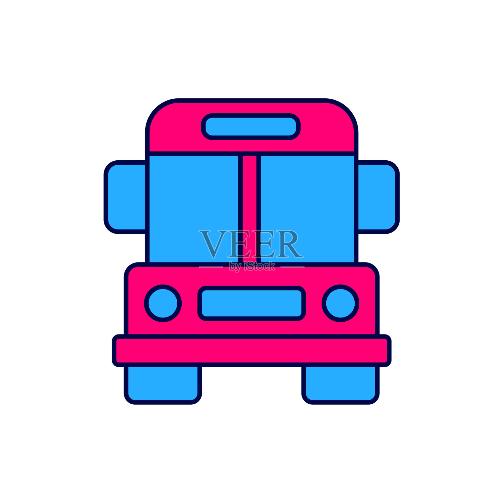 填充轮廓校车图标孤立在白色上图标素材