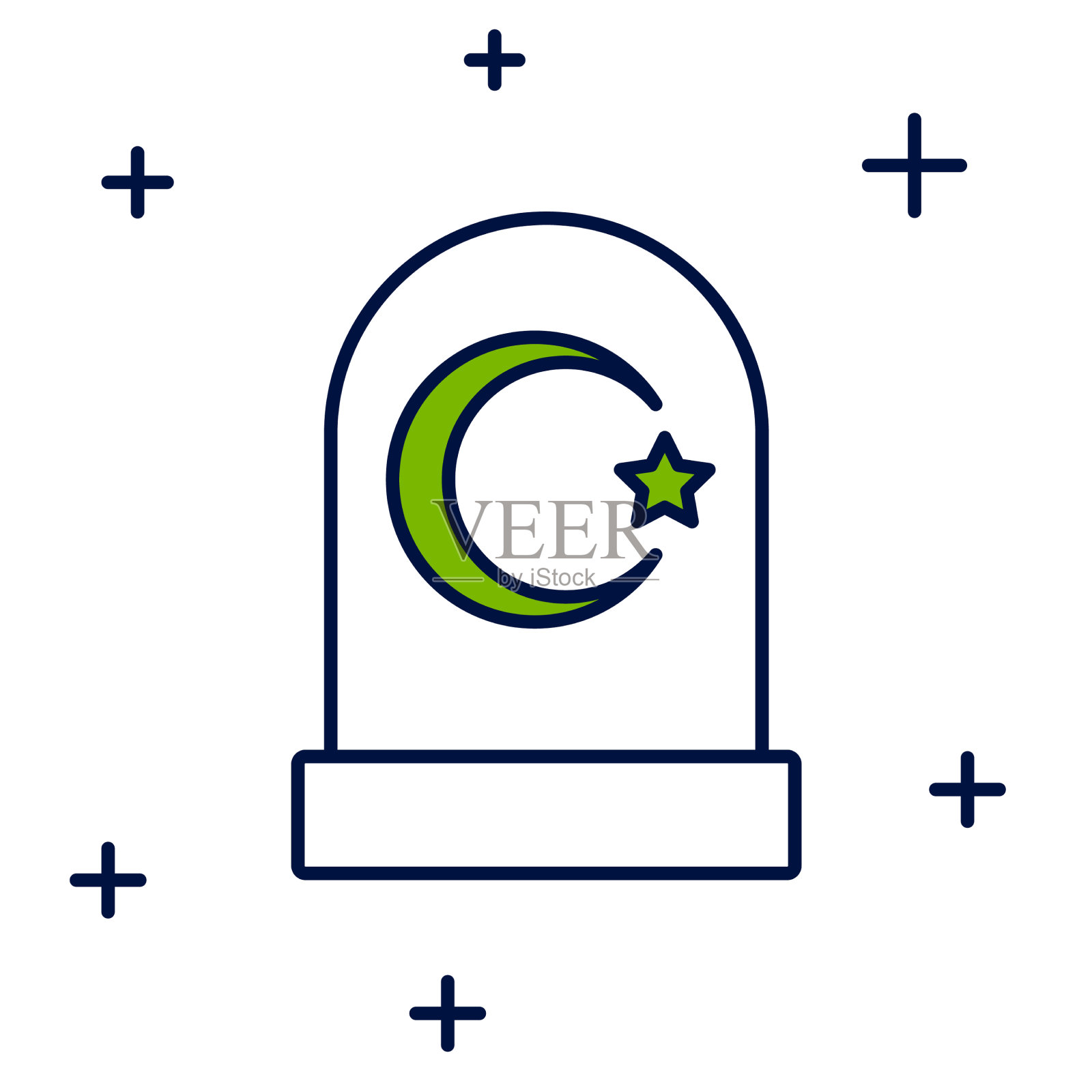 填满轮廓的穆斯林墓地图标孤立上图标素材