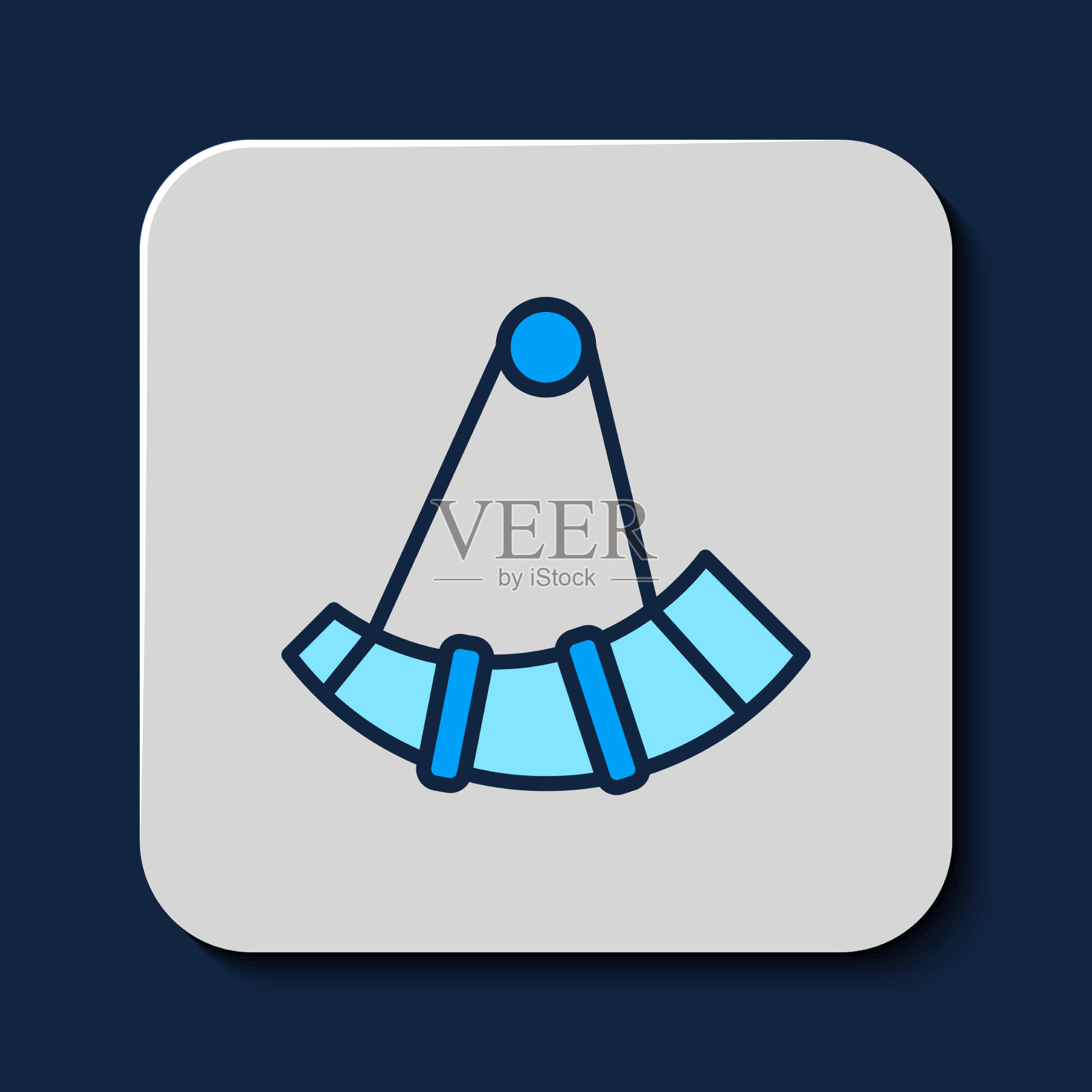 填充轮廓狩猎角图标孤立在蓝色插画图片素材