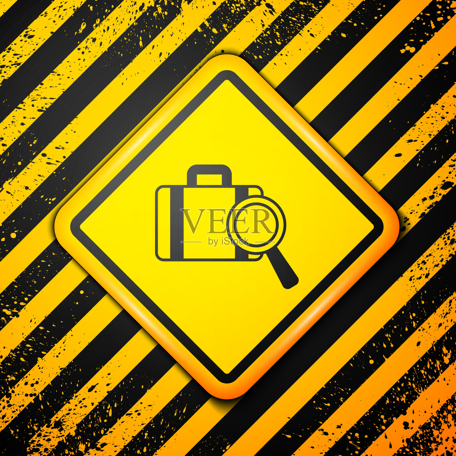 黑色航空公司服务寻找丢失行李图标插画图片素材