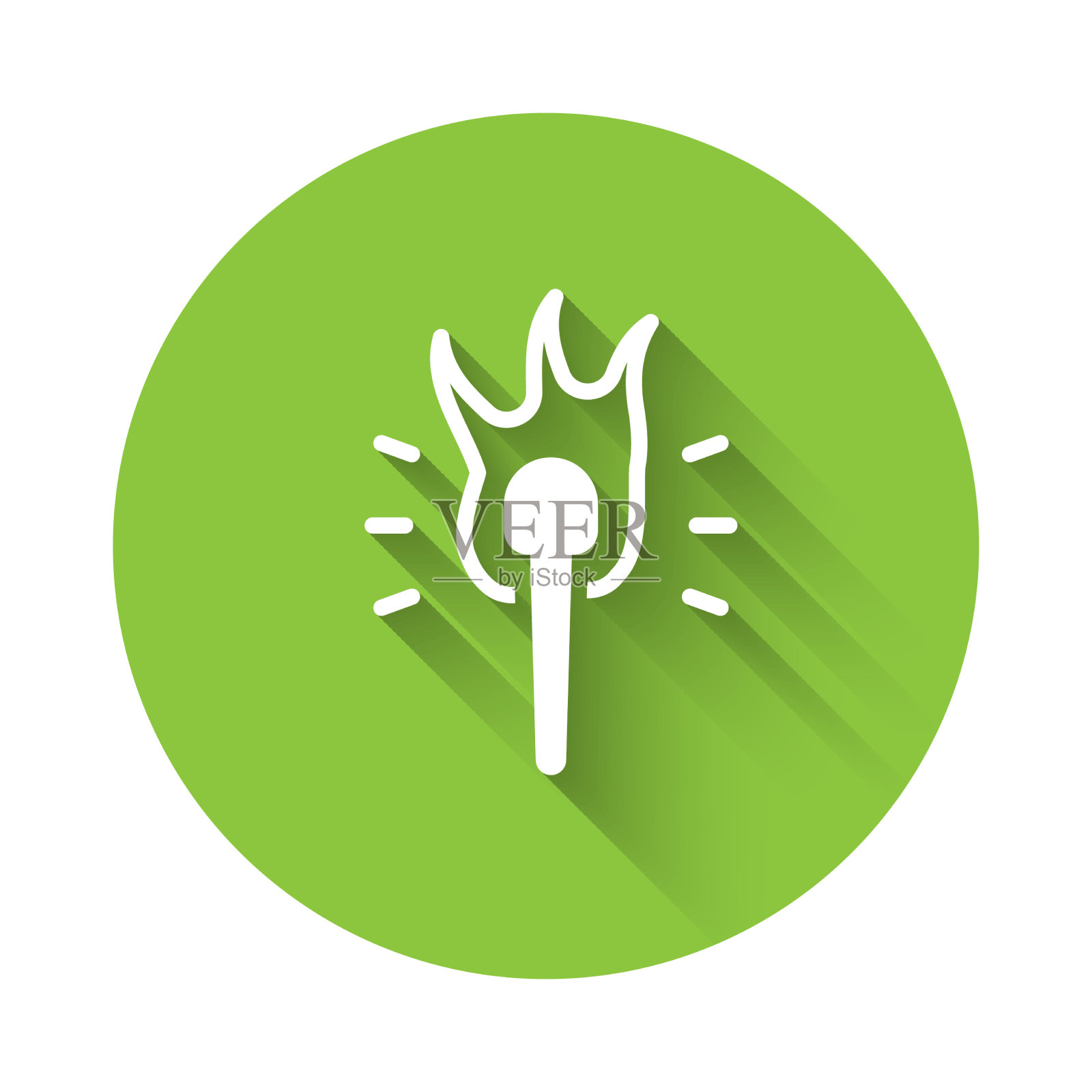 白色火炬火焰图标孤立着长长的影子插画图片素材