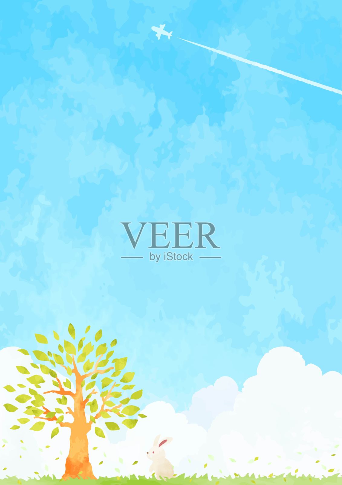 美丽的水彩郁郁葱葱的绿色背景插图插画图片素材