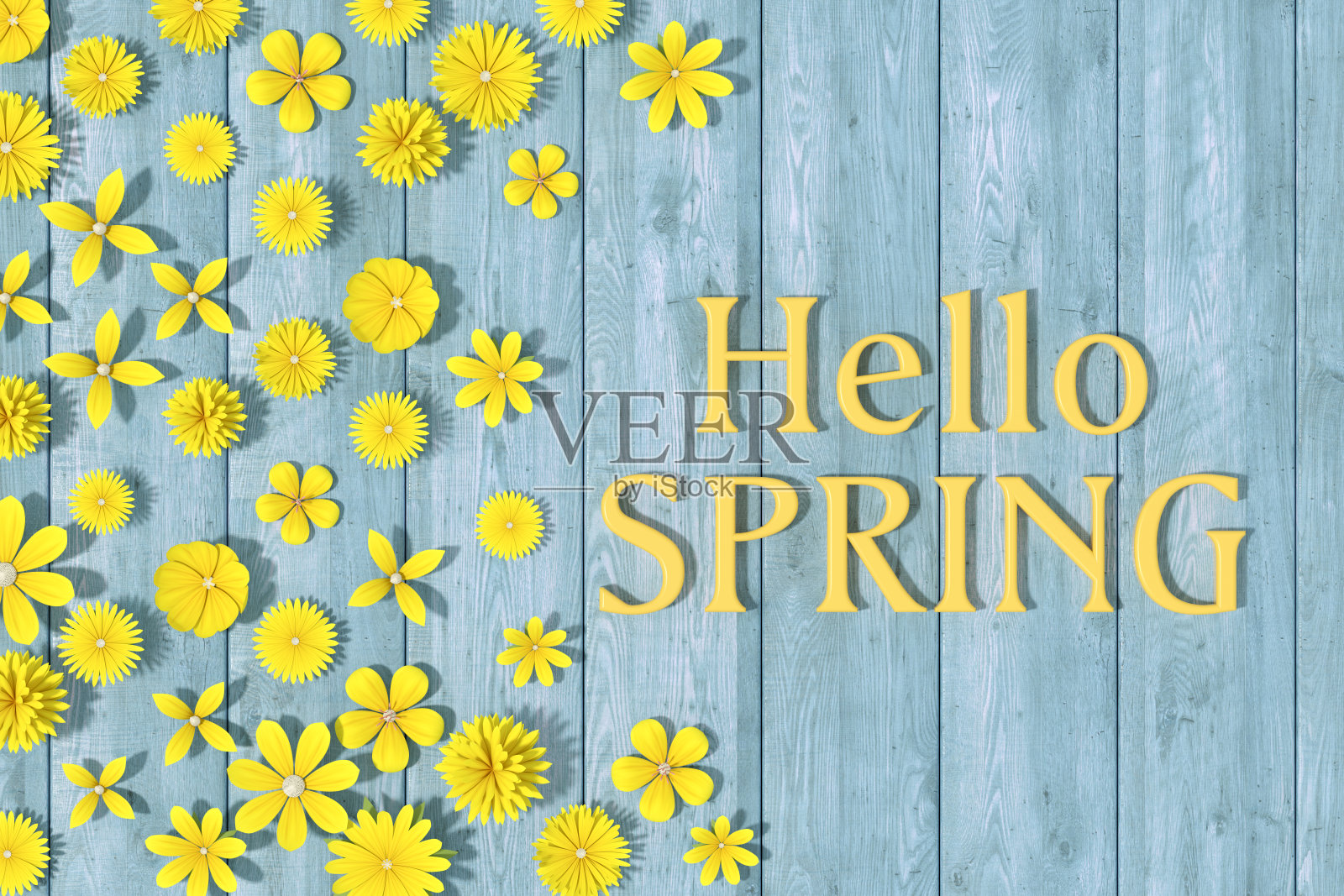 春天的花朵在木头背景上照片摄影图片