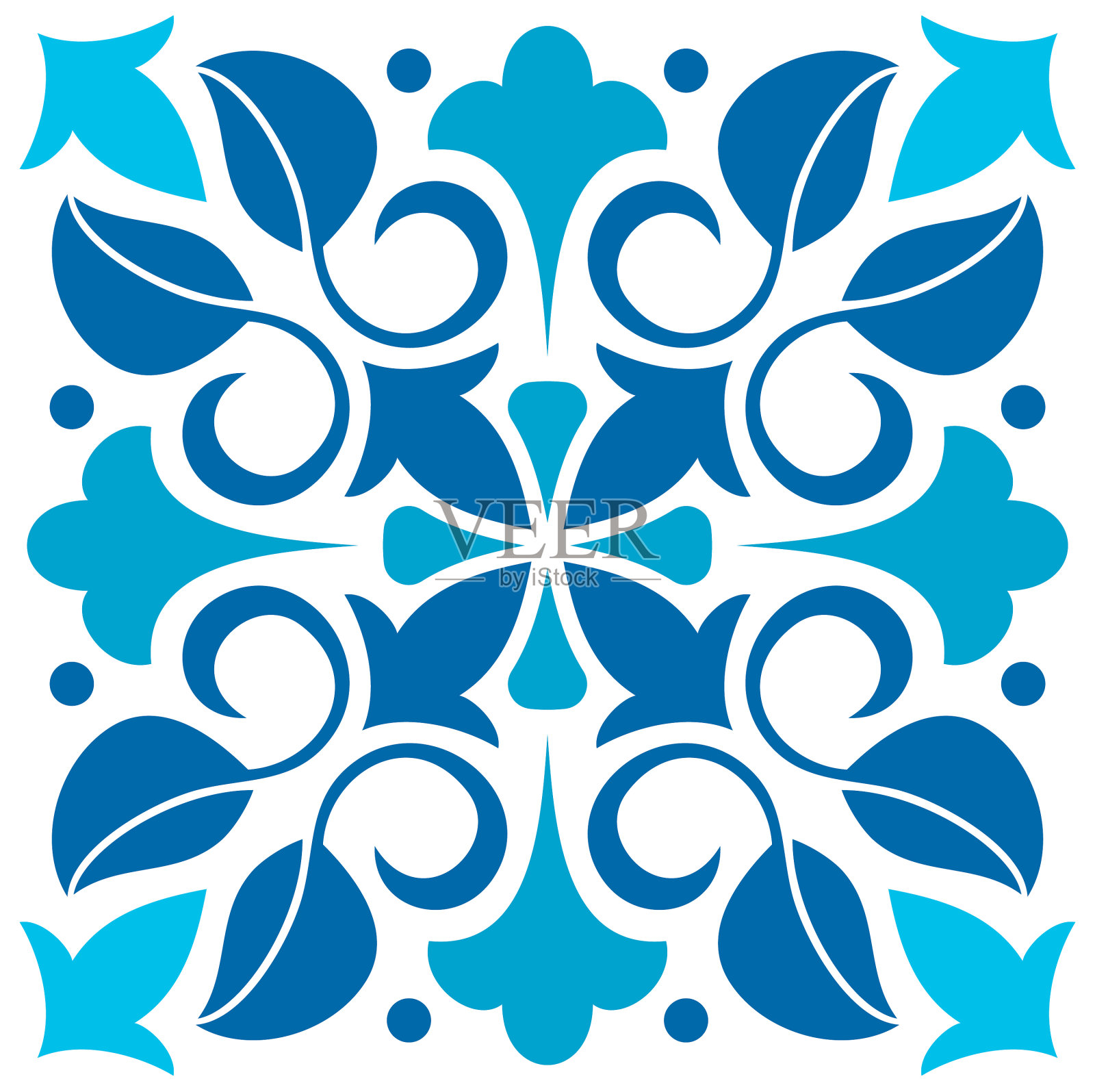 传统摩洛哥azulejo瓷砖majolica锦缎插画图片素材